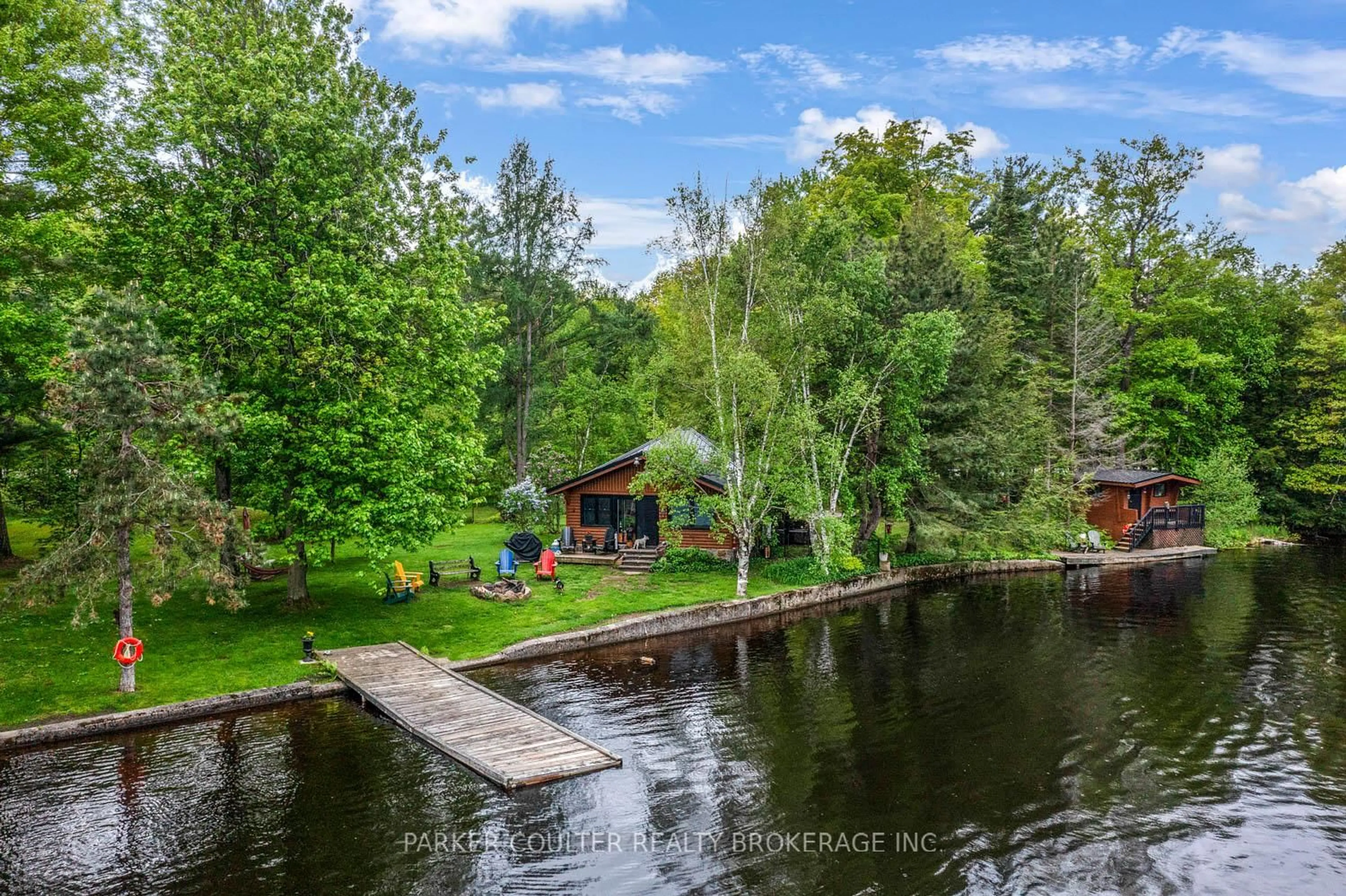 A pic from outside/outdoor area/front of a property/back of a property/a pic from drone, water/lake/river/ocean view for 3041 Irish Line, Severn Ontario L0K 1E0