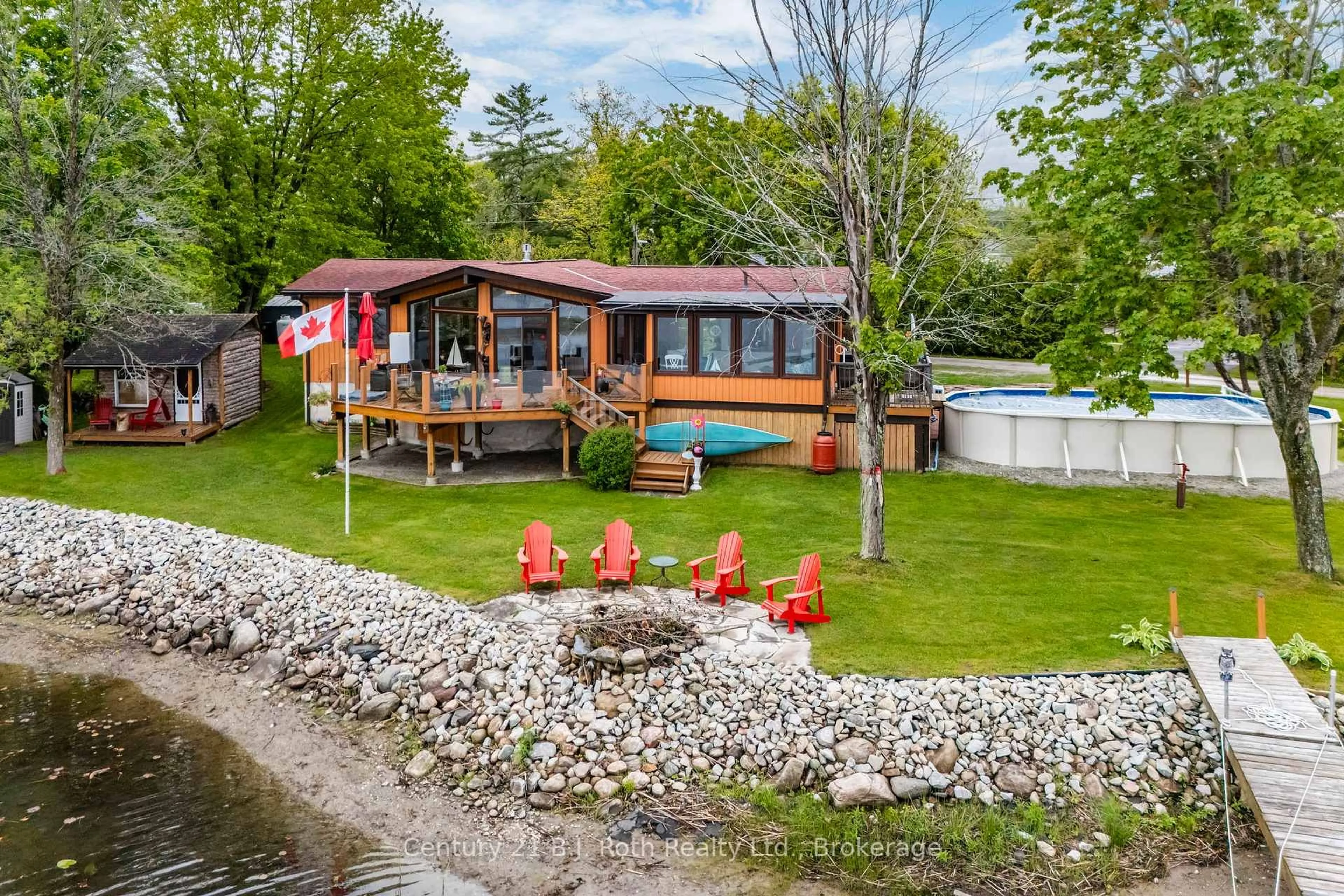 A pic from outside/outdoor area/front of a property/back of a property/a pic from drone, water/lake/river/ocean view for 24 Wilcox Rd, Tay Ontario L0K 2C0