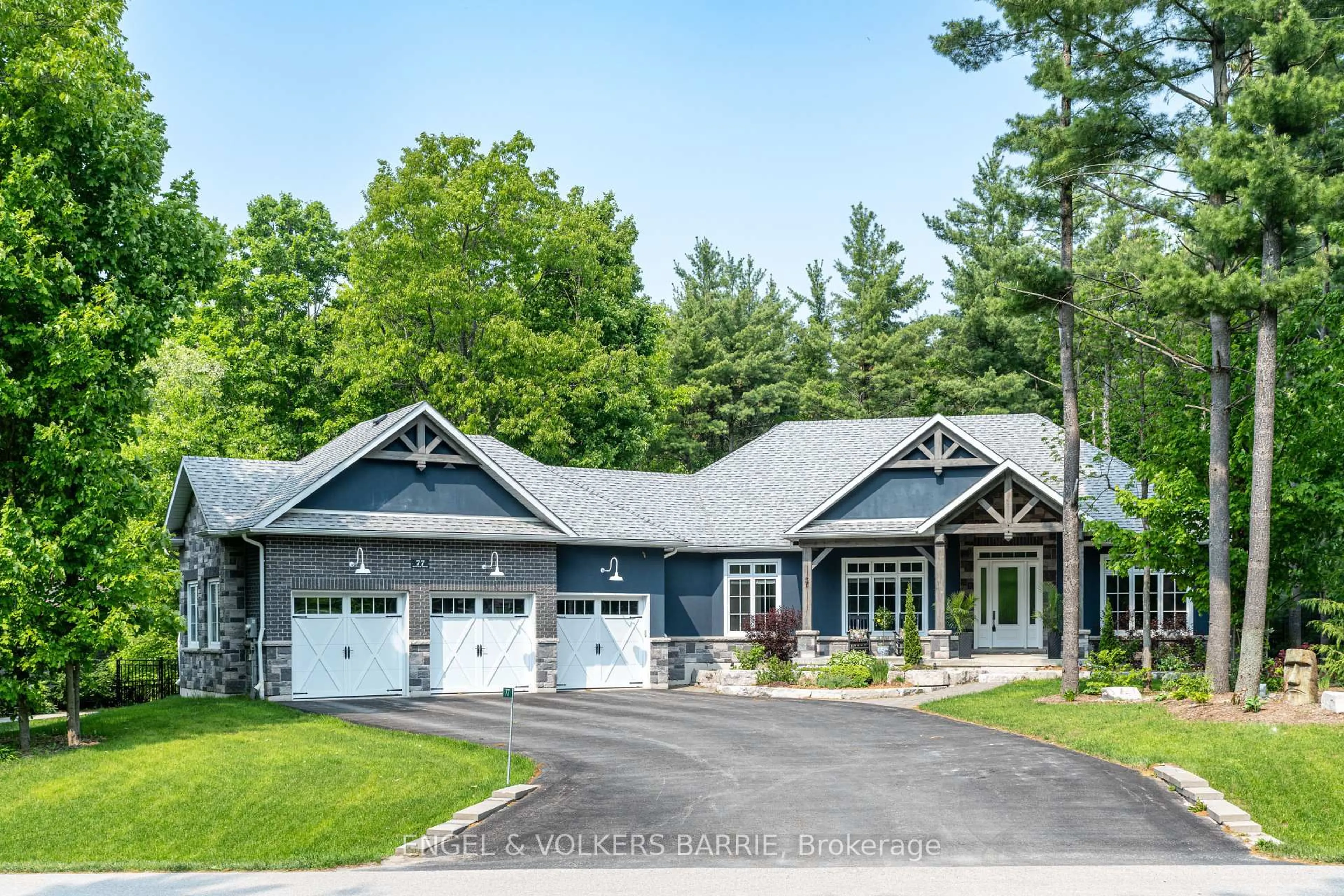 Home with vinyl exterior material, street for 77 MENNILL Dr, Springwater Ontario L9X 0J2