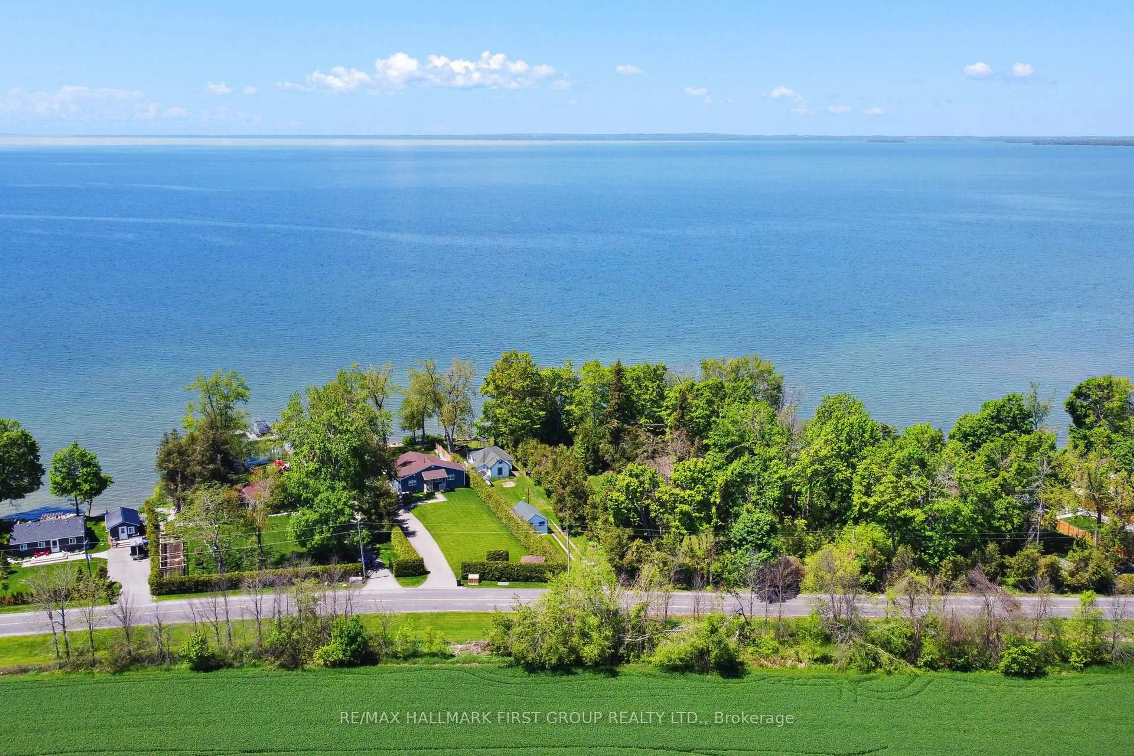 A pic from outside/outdoor area/front of a property/back of a property/a pic from drone, water/lake/river/ocean view for 2196 Lakeshore Dr, Ramara Ontario L0K 1B0