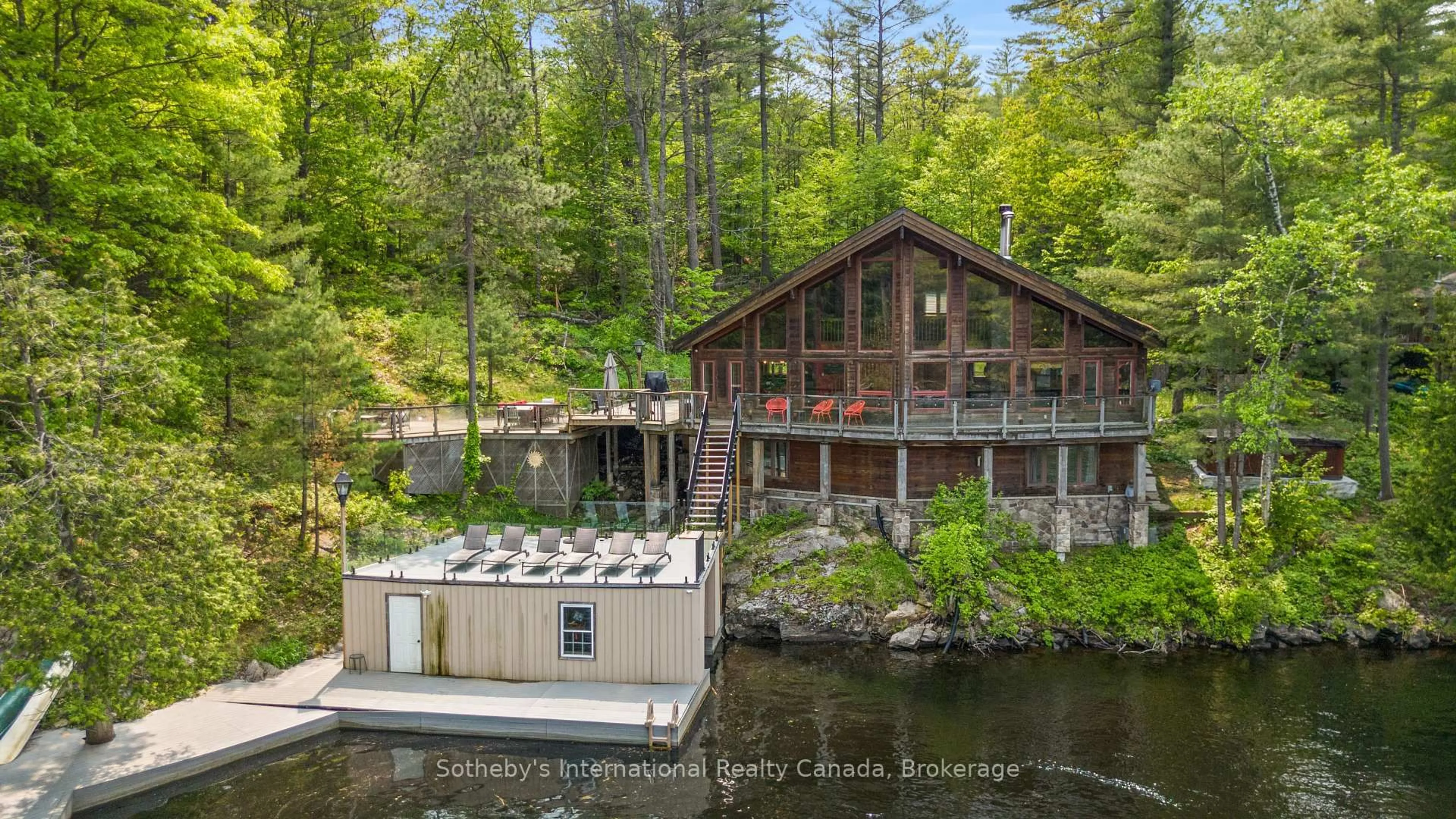 A pic from outside/outdoor area/front of a property/back of a property/a pic from drone, water/lake/river/ocean view for 2039 Beaver Dam Rd, Severn Ontario P0C 1M0