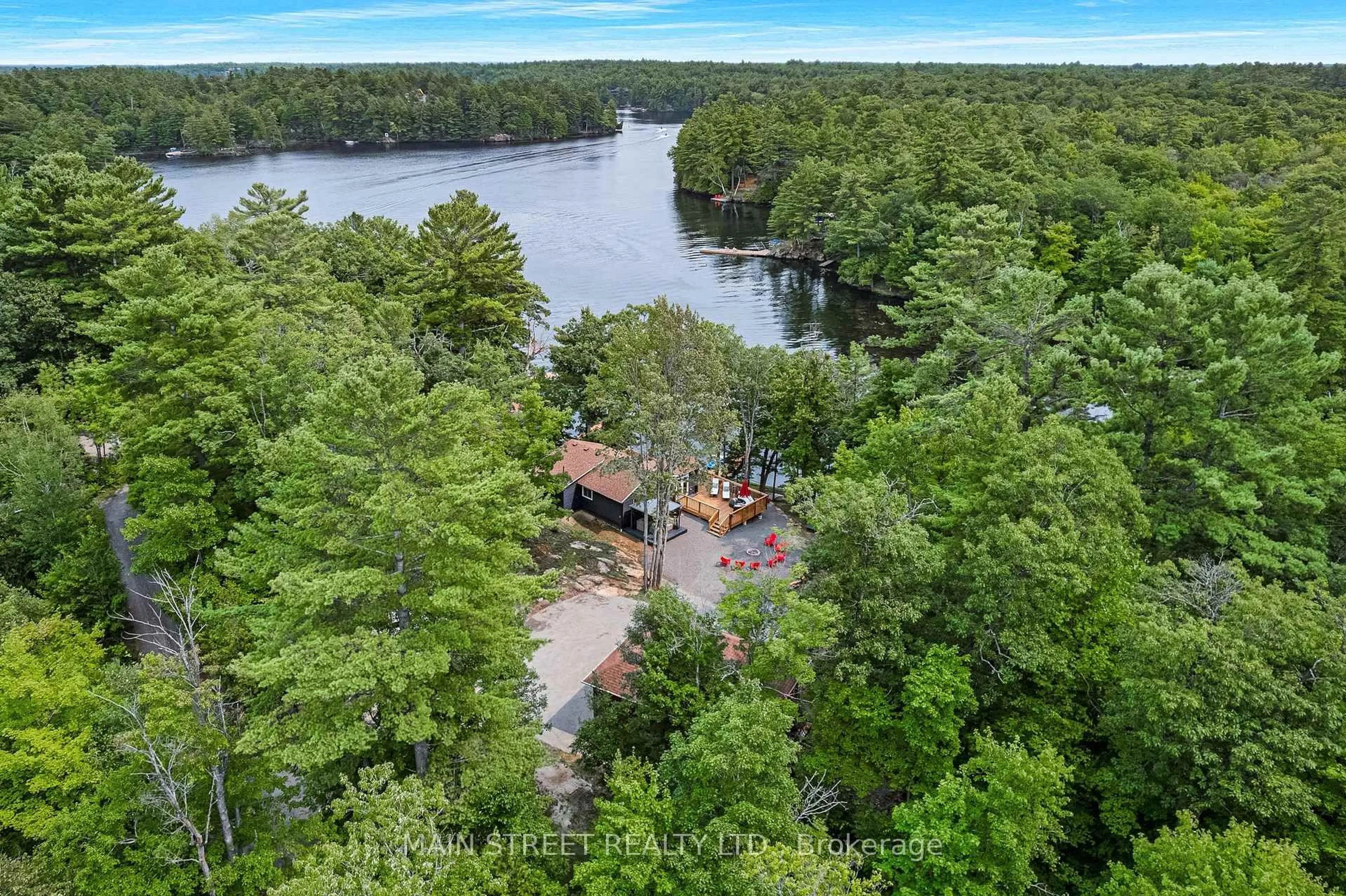 A pic from outside/outdoor area/front of a property/back of a property/a pic from drone, water/lake/river/ocean view for 3127 Grange Ave, Severn Ontario P0E 1N0