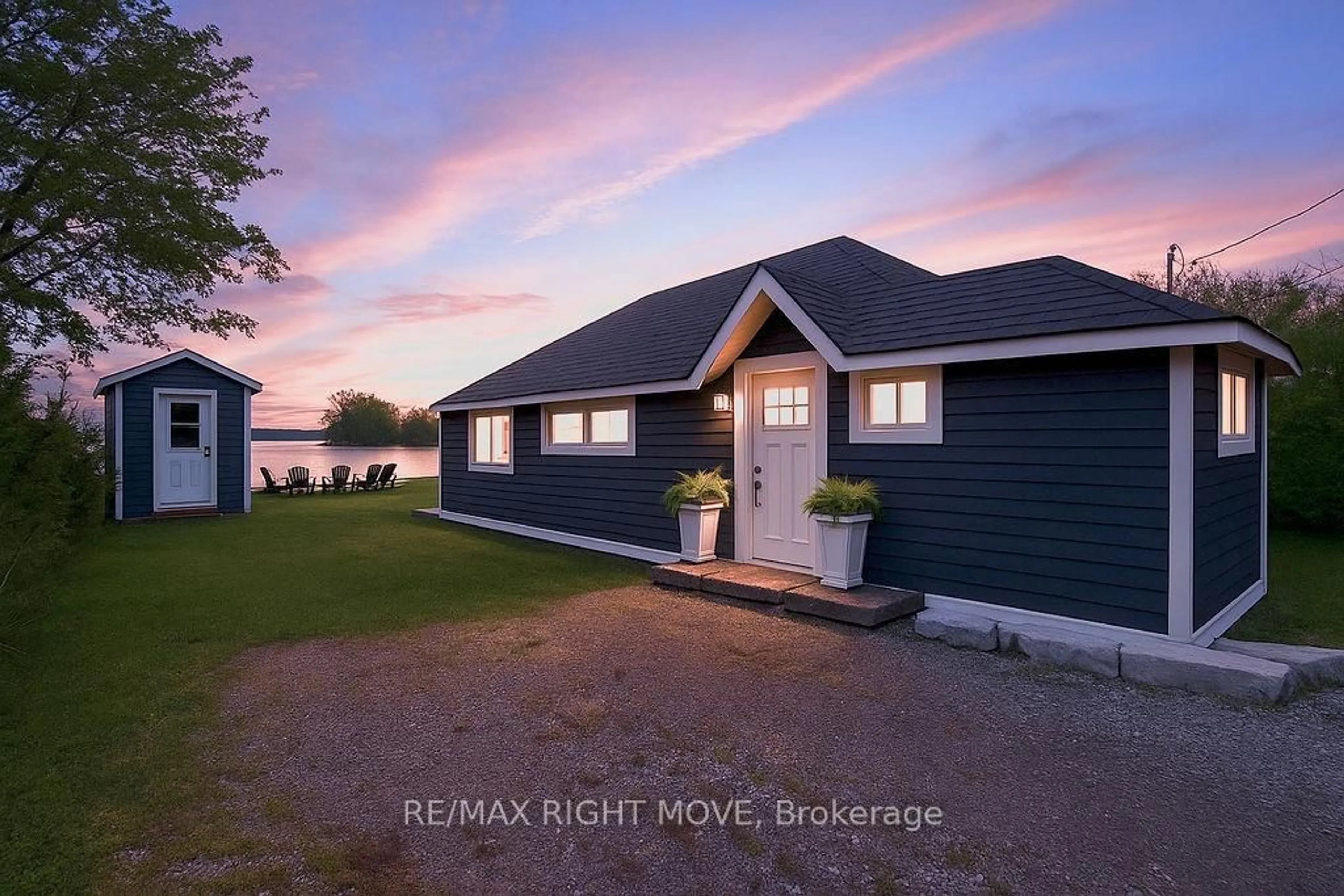 A pic from outside/outdoor area/front of a property/back of a property/a pic from drone, water/lake/river/ocean view for 4458 Plum Point Rd, Ramara Ontario L3V 0L4