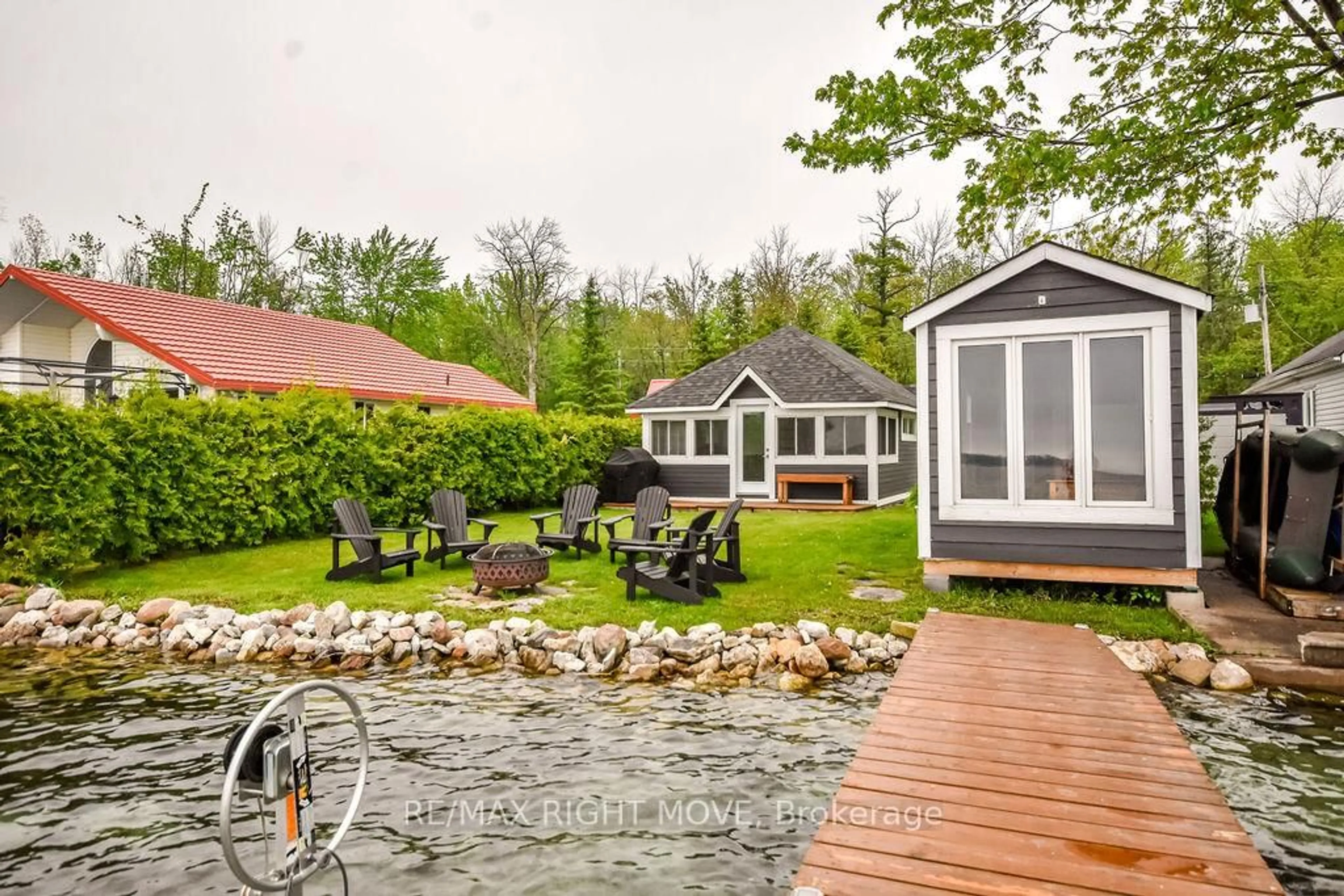 Patio, water/lake/river/ocean view for 4458 Plum Point Rd, Ramara Ontario L3V 0L4