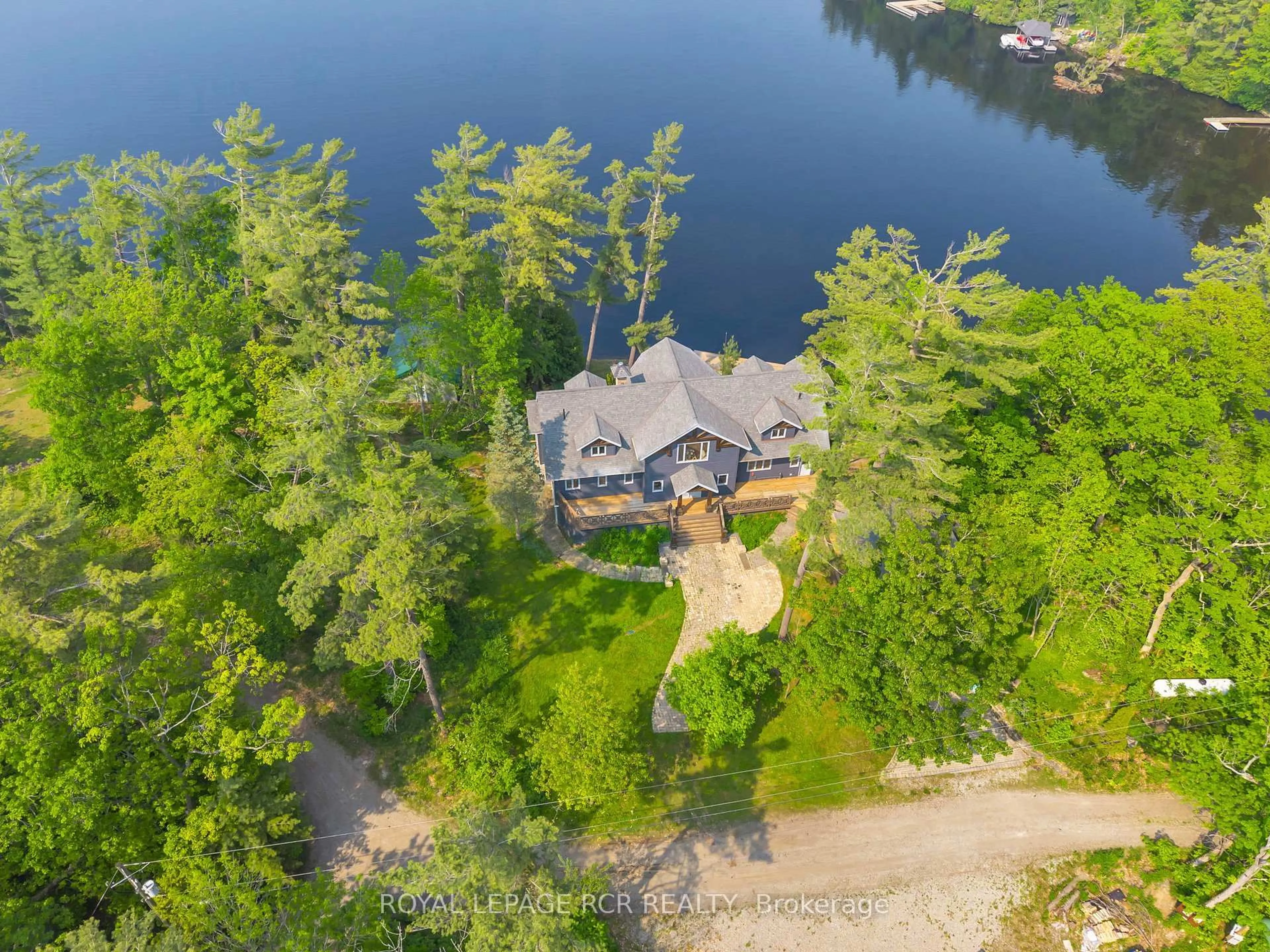 A pic from outside/outdoor area/front of a property/back of a property/a pic from drone, water/lake/river/ocean view for 1754 Pappy Gill Lane, Severn Ontario L0K 1E0