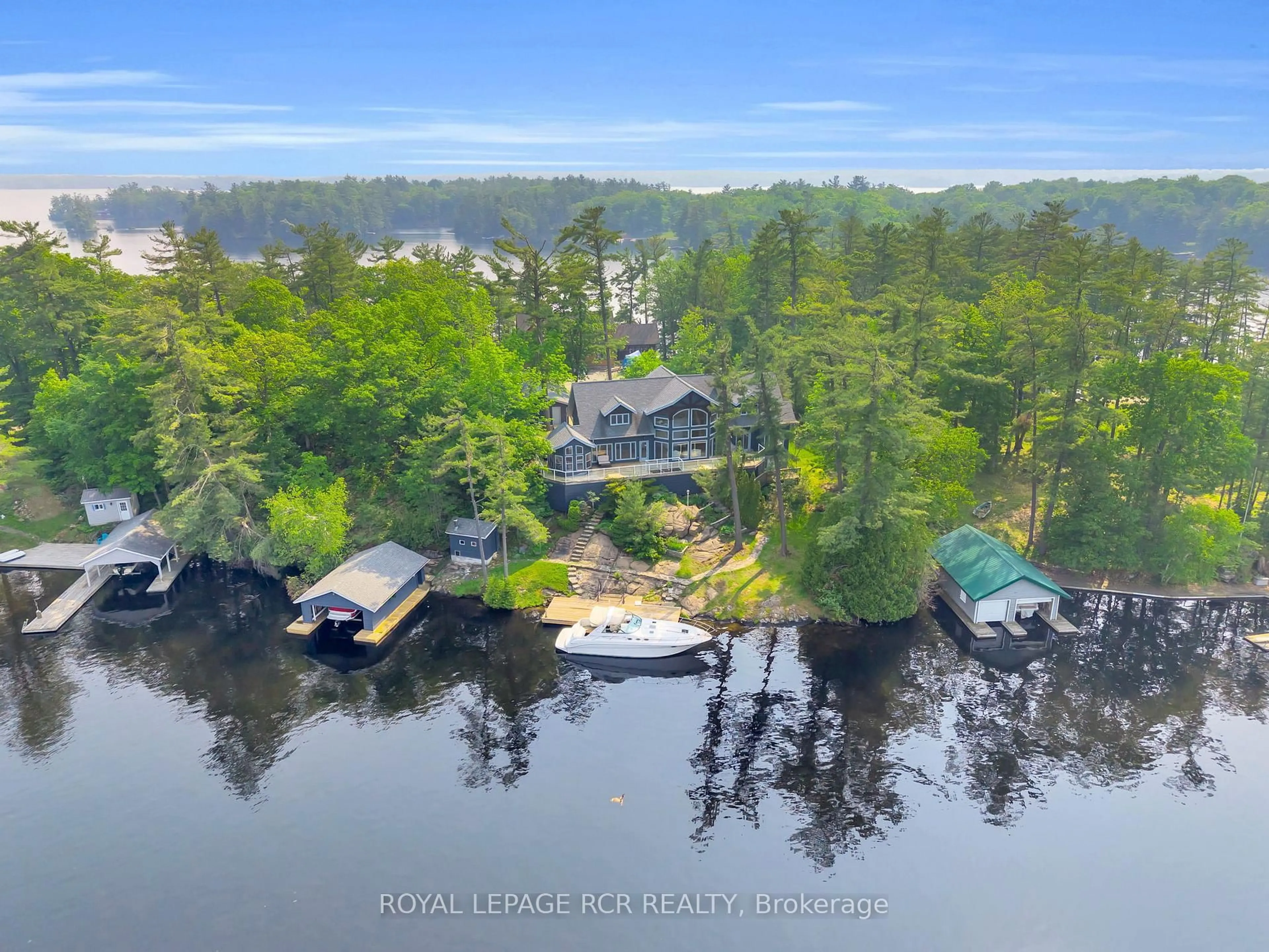 A pic from outside/outdoor area/front of a property/back of a property/a pic from drone, water/lake/river/ocean view for 1754 Pappy Gill Lane, Severn Ontario L0K 1E0