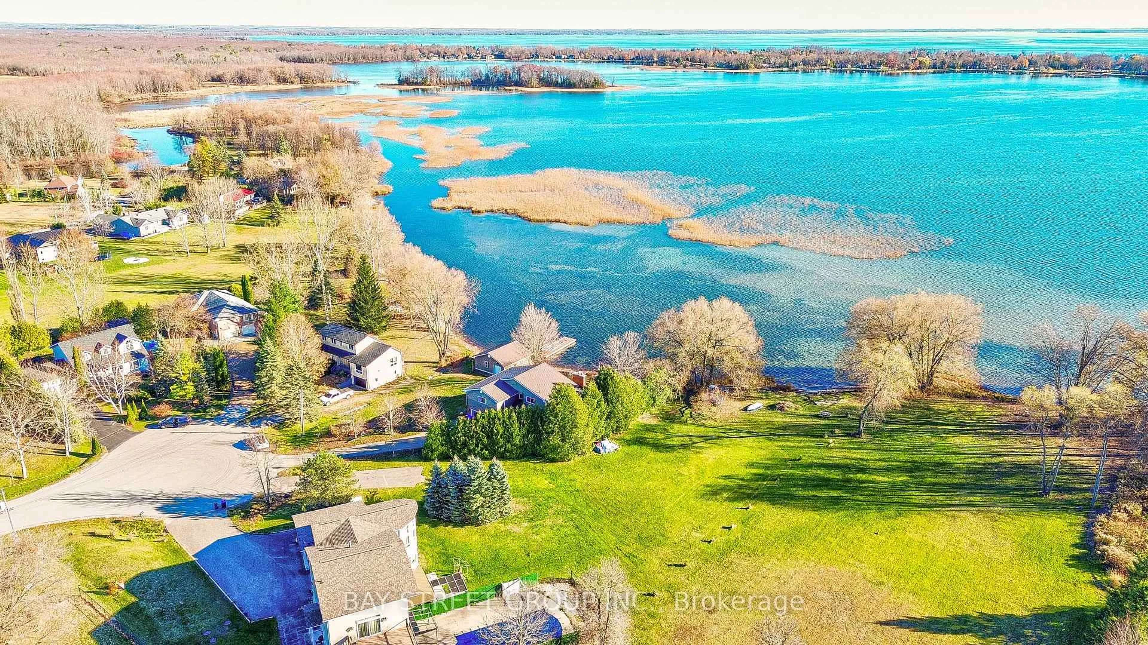 A pic from outside/outdoor area/front of a property/back of a property/a pic from drone, water/lake/river/ocean view for 3784 Tuppy Dr, Ramara Ontario L3V 6H7