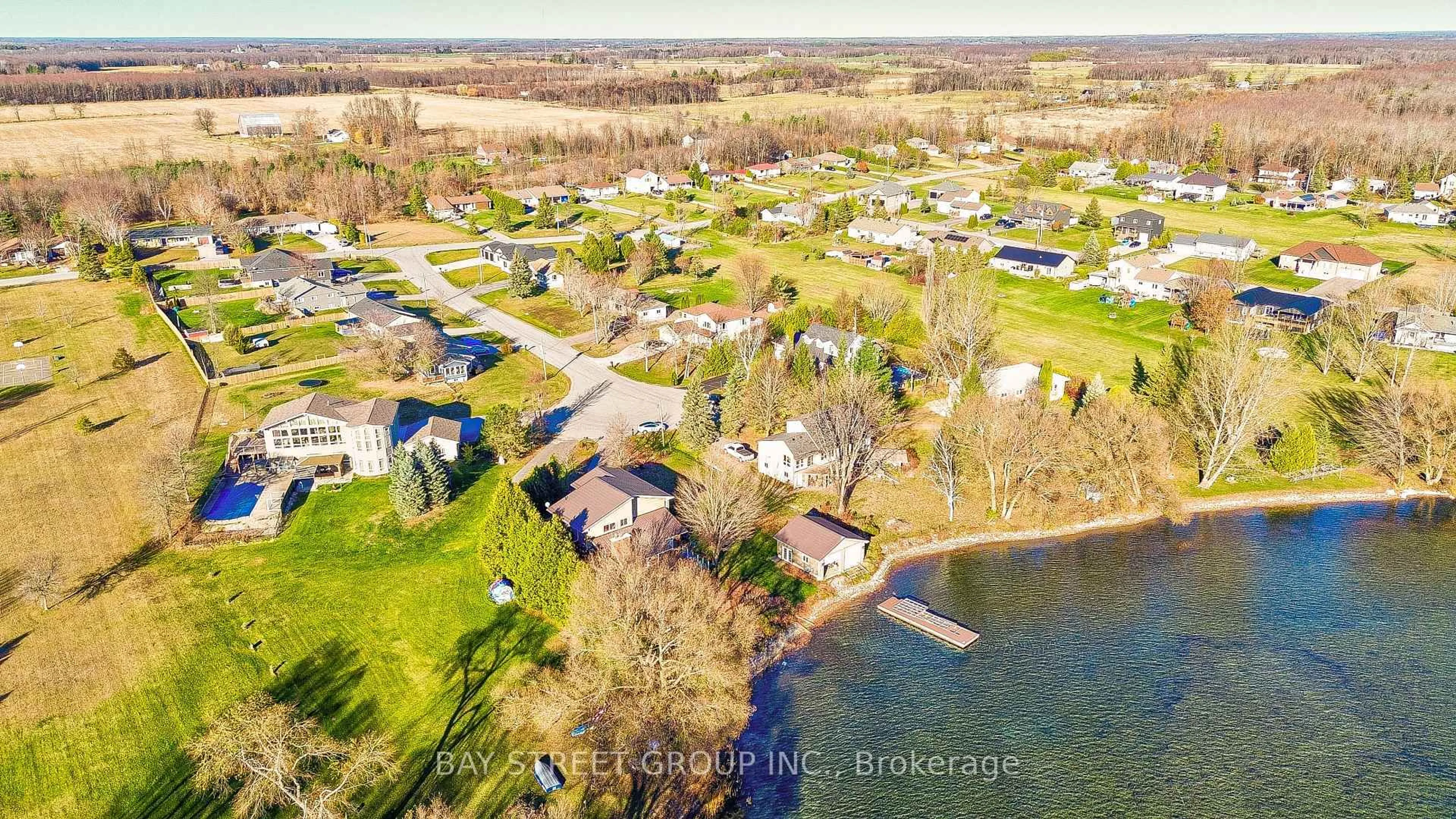A pic from outside/outdoor area/front of a property/back of a property/a pic from drone, water/lake/river/ocean view for 3784 Tuppy Dr, Ramara Ontario L3V 6H7