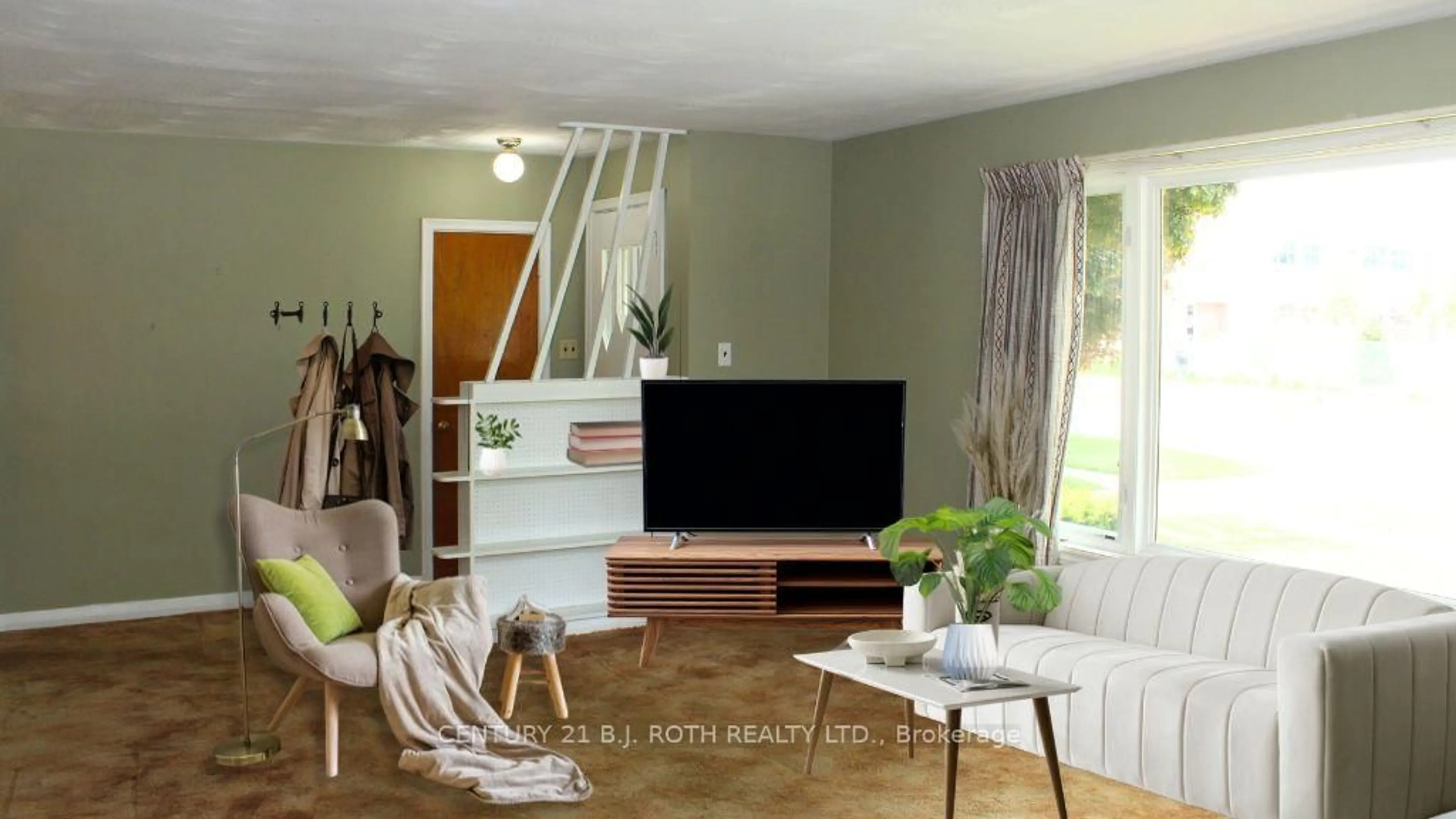 Living room with furniture, wood/laminate floor for 51 Davidson St, Barrie Ontario L4M 3S1