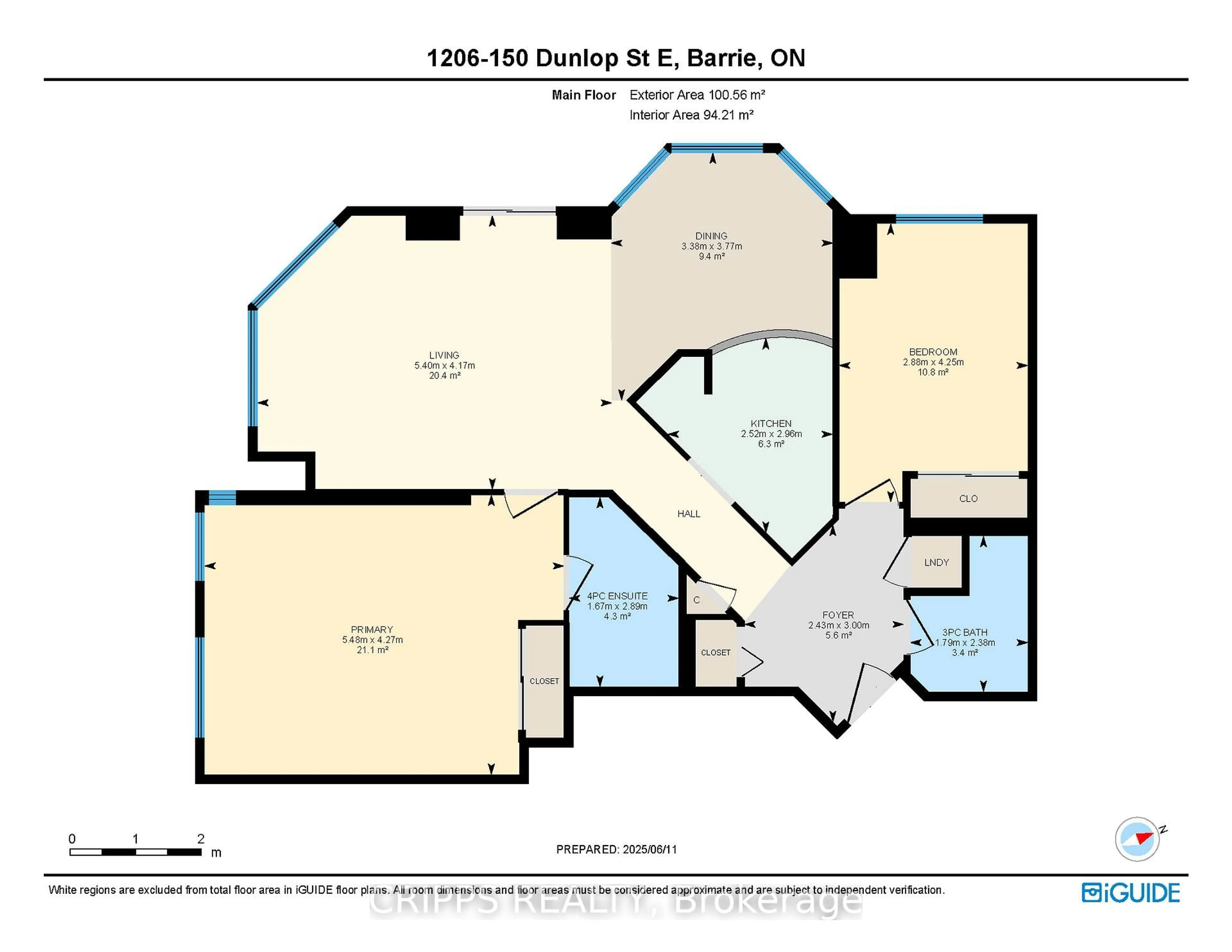 Floor plan for 150 Dunlop St #1206, Barrie Ontario L4M 6H1
