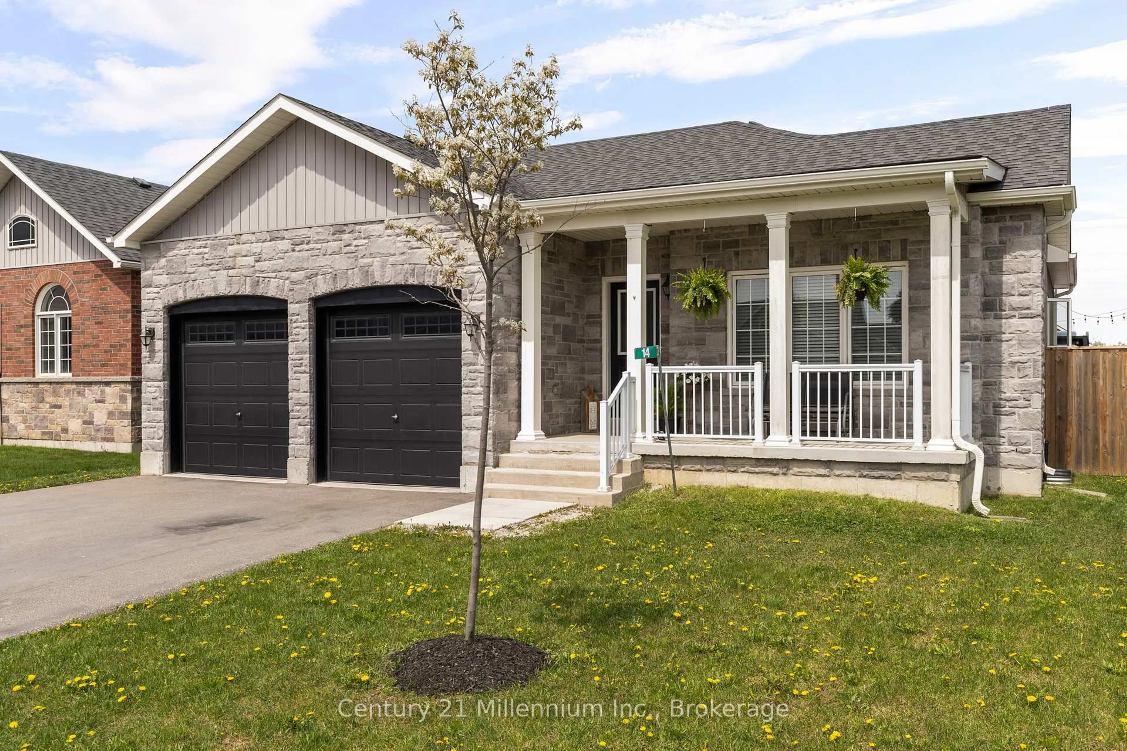 Home with vinyl exterior material, street for 14 Drysdale Dr, Springwater Ontario L0L 1P0