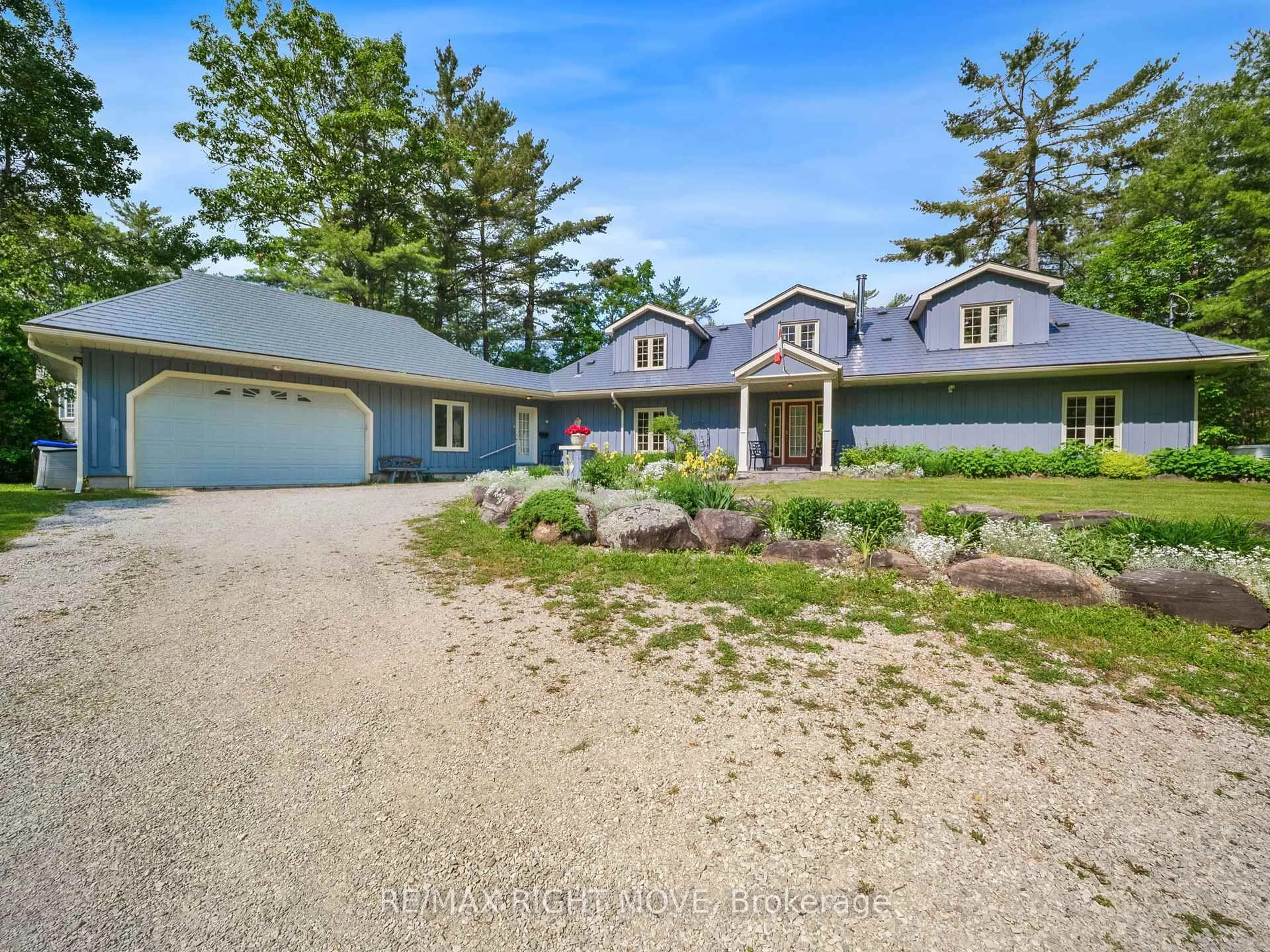 A pic from outside/outdoor area/front of a property/back of a property/a pic from drone, street for 7736 Riverleigh Dr, Ramara Ontario L0K 2B0