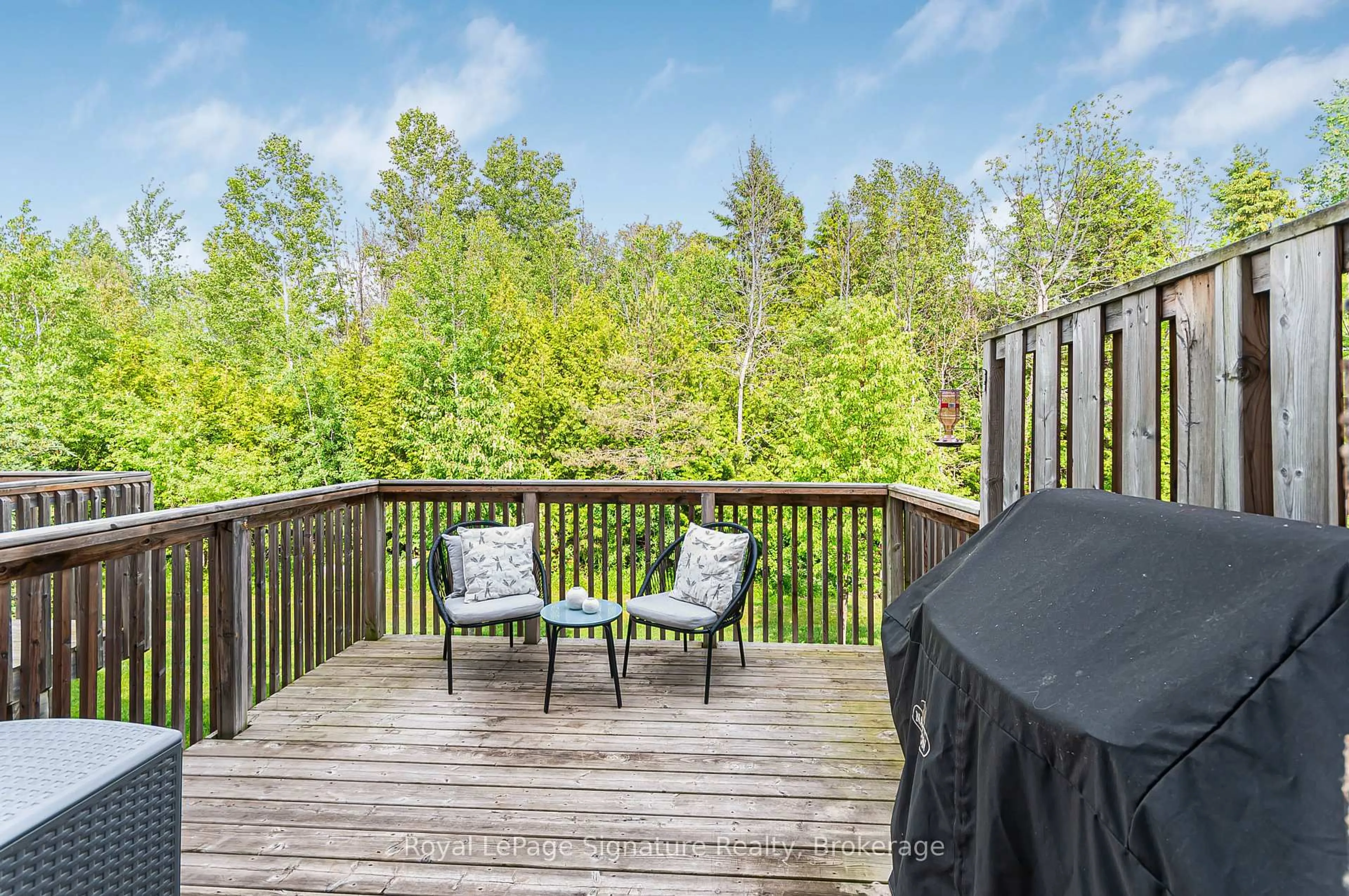 Patio, forest/trees view for 37 Conservation Way, Collingwood Ontario L9Y 0G9