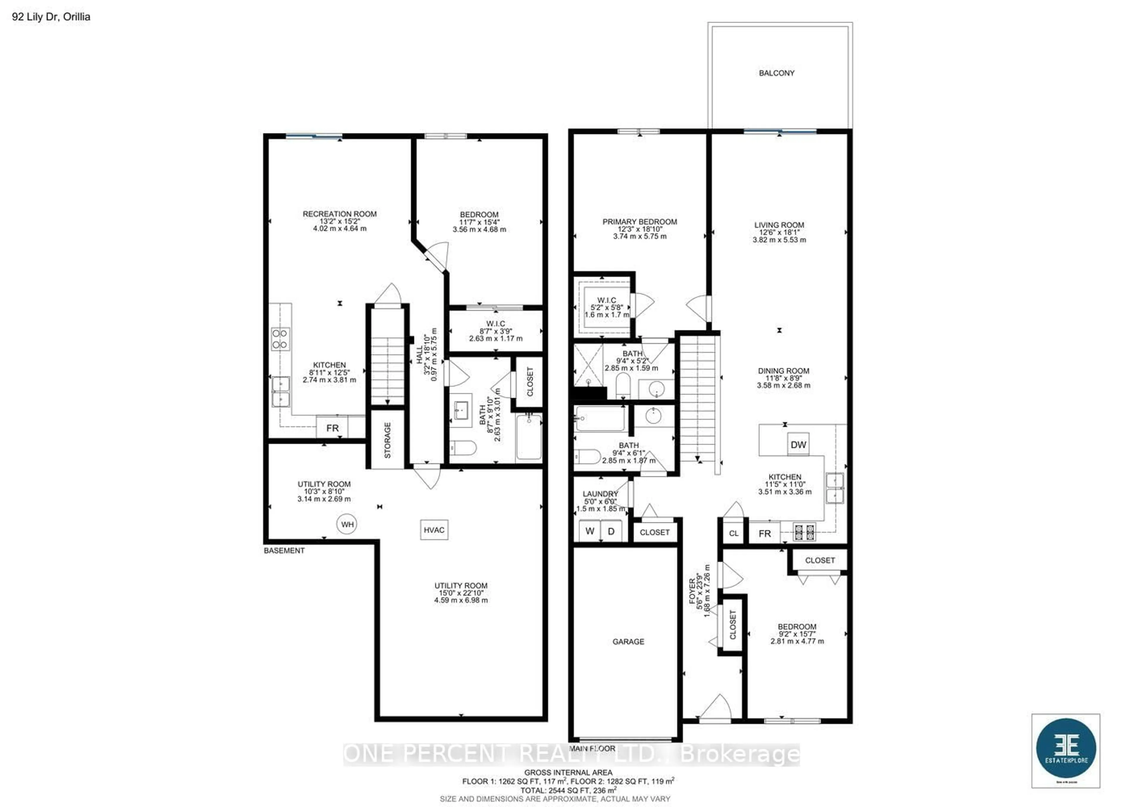 Floor plan for 92 Lily Dr, Orillia Ontario L3V 7A8
