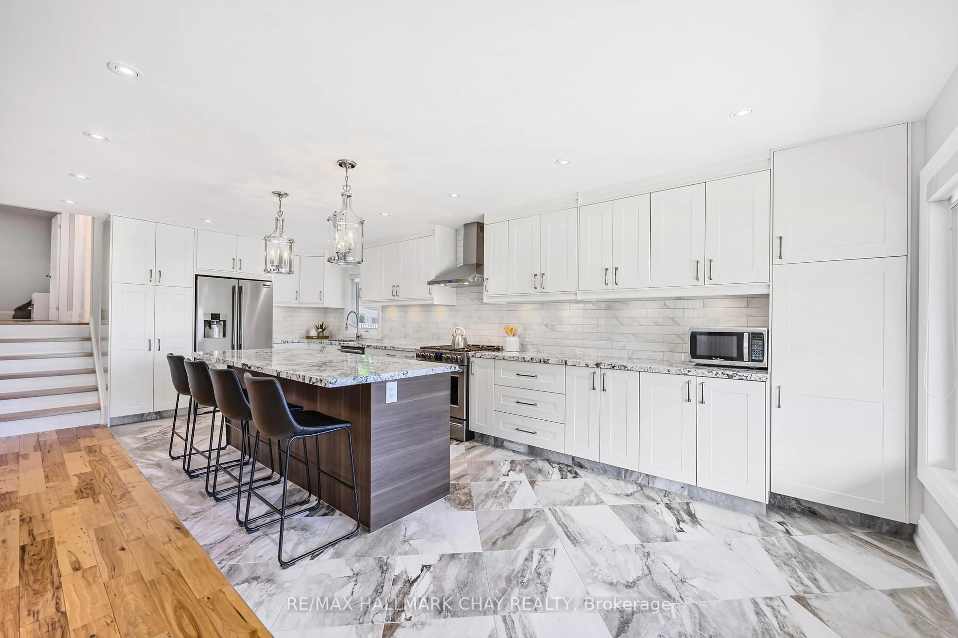 Contemporary kitchen, ceramic/tile floor for 51 Springhome Rd, Barrie Ontario L4N 2W6