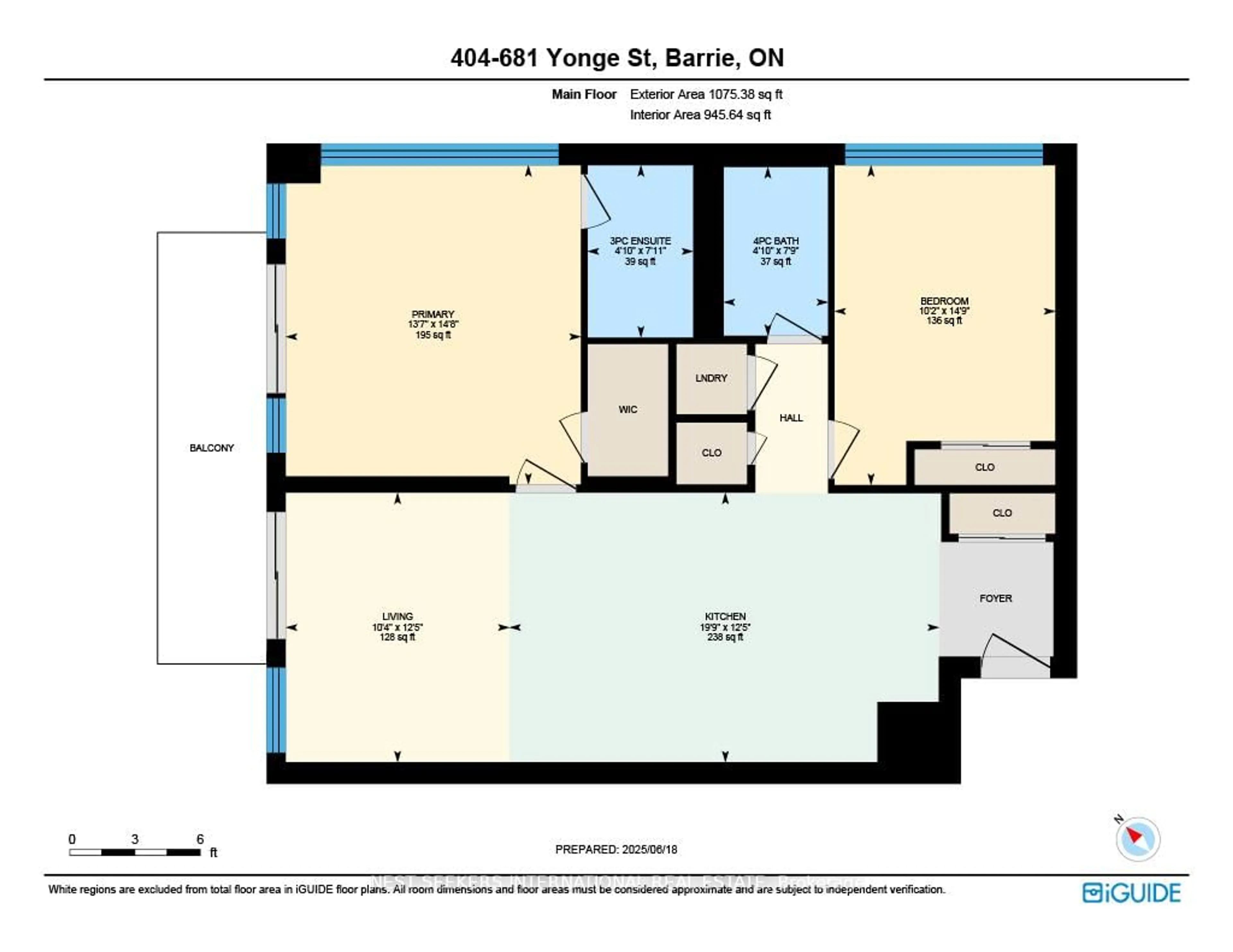 Floor plan for 681 Yonge St #404, Barrie Ontario L4N 4E8