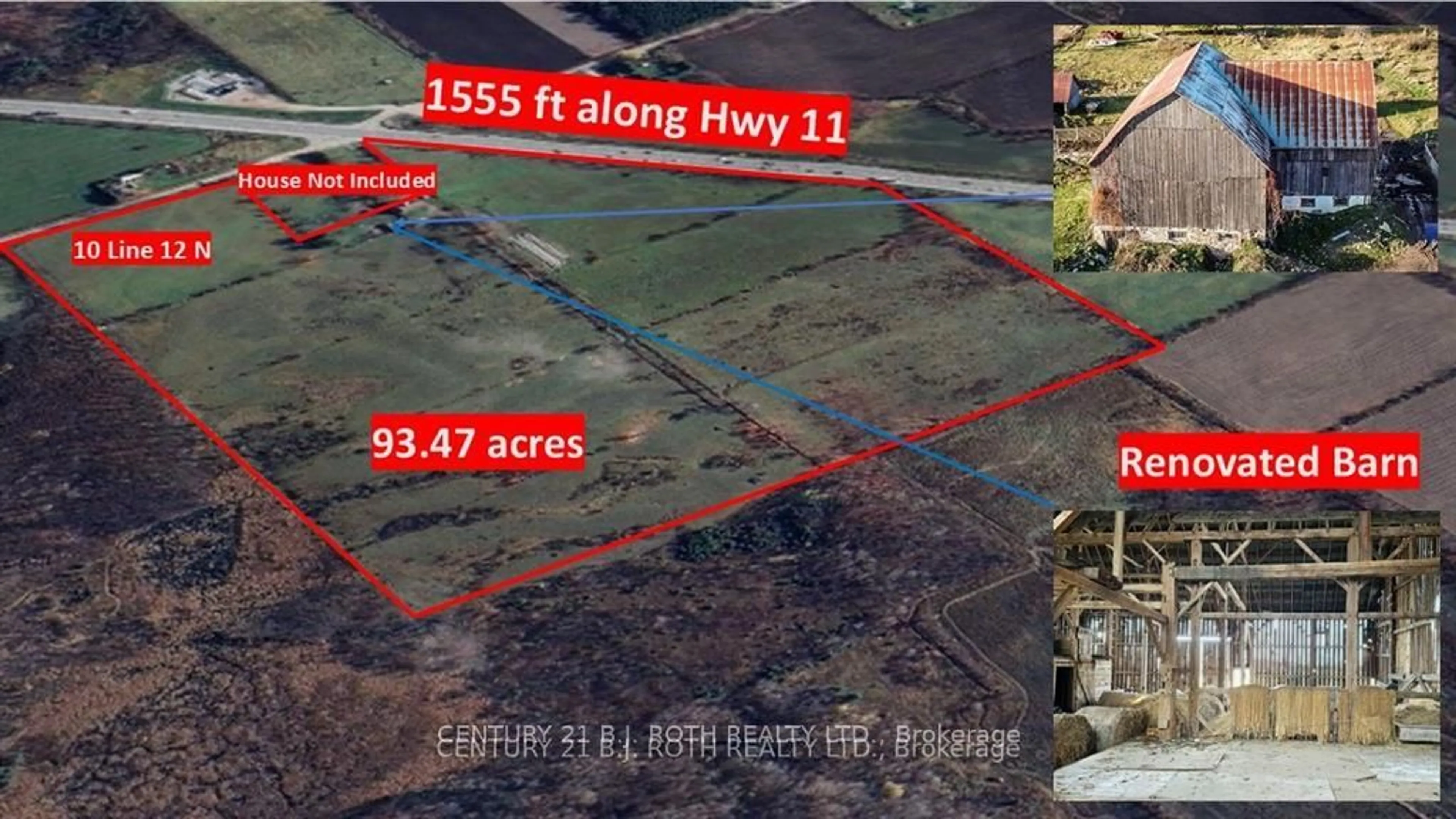 A pic from outside/outdoor area/front of a property/back of a property/a pic from drone, building for 10 12 Line, Oro-Medonte Ontario L0L 1T0