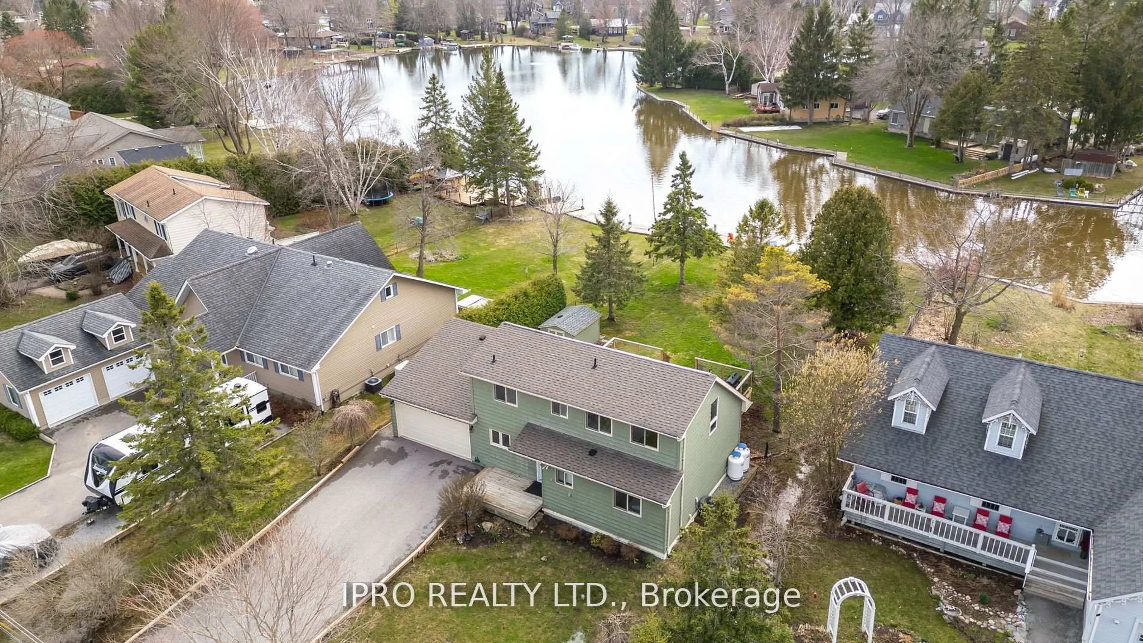 A pic from outside/outdoor area/front of a property/back of a property/a pic from drone, water/lake/river/ocean view for 67 Turtle Path, Ramara Ontario L0K 1B0