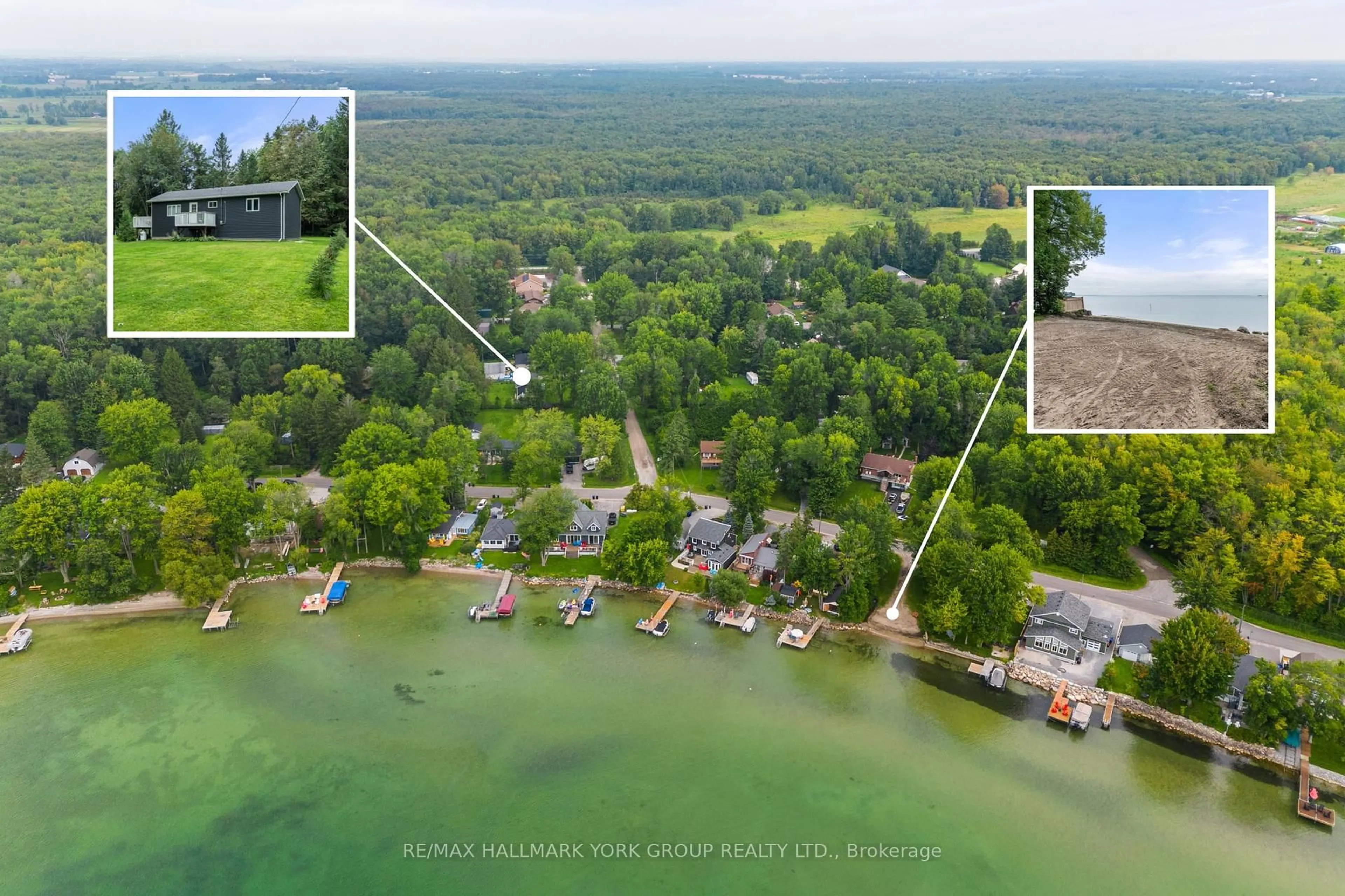 A pic from outside/outdoor area/front of a property/back of a property/a pic from drone, water/lake/river/ocean view for 3554 John St, Ramara Ontario L0K 1B0