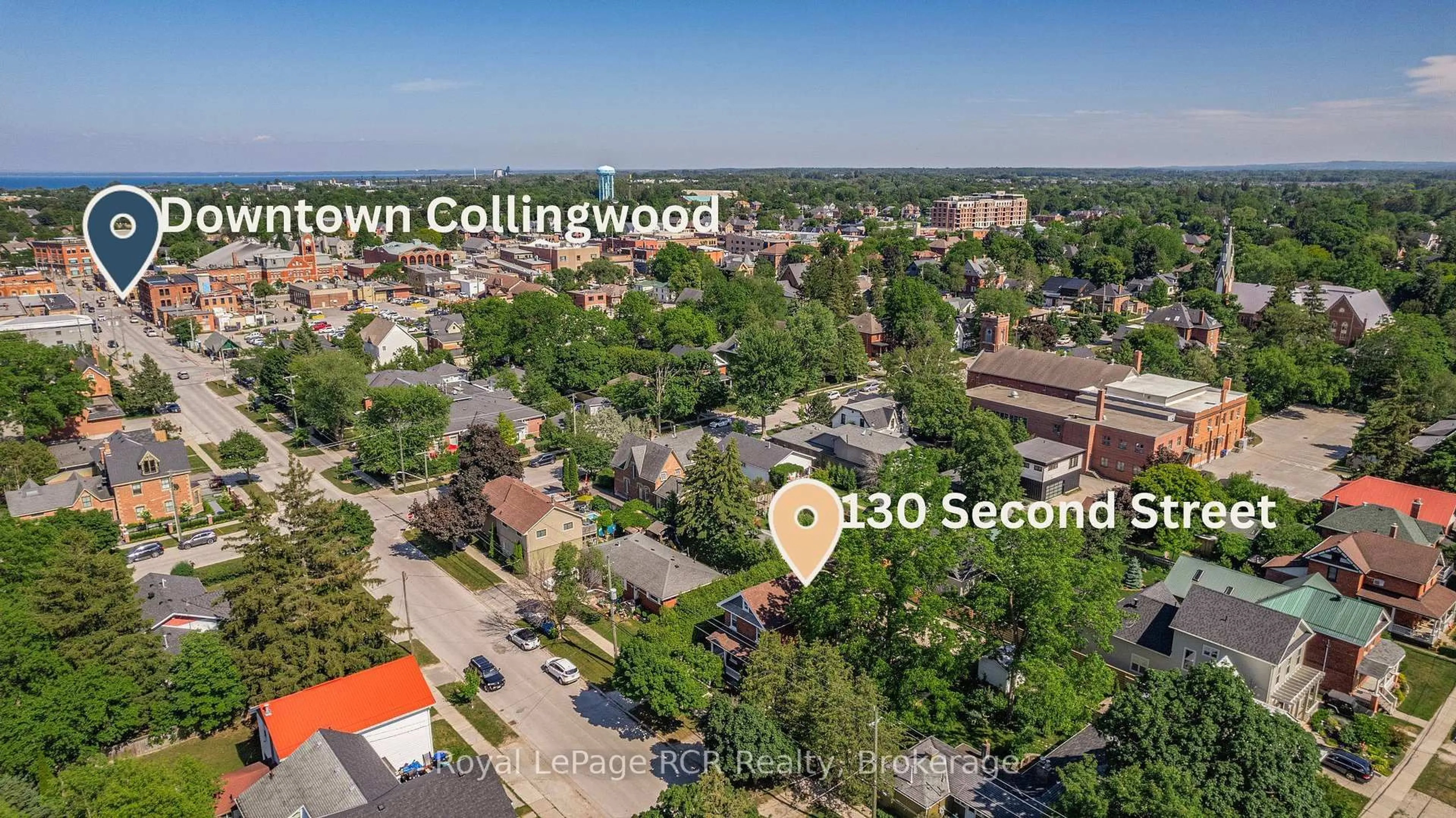 A pic from outside/outdoor area/front of a property/back of a property/a pic from drone, city buildings view from balcony for 130 Second St, Collingwood Ontario L9Y 1E8