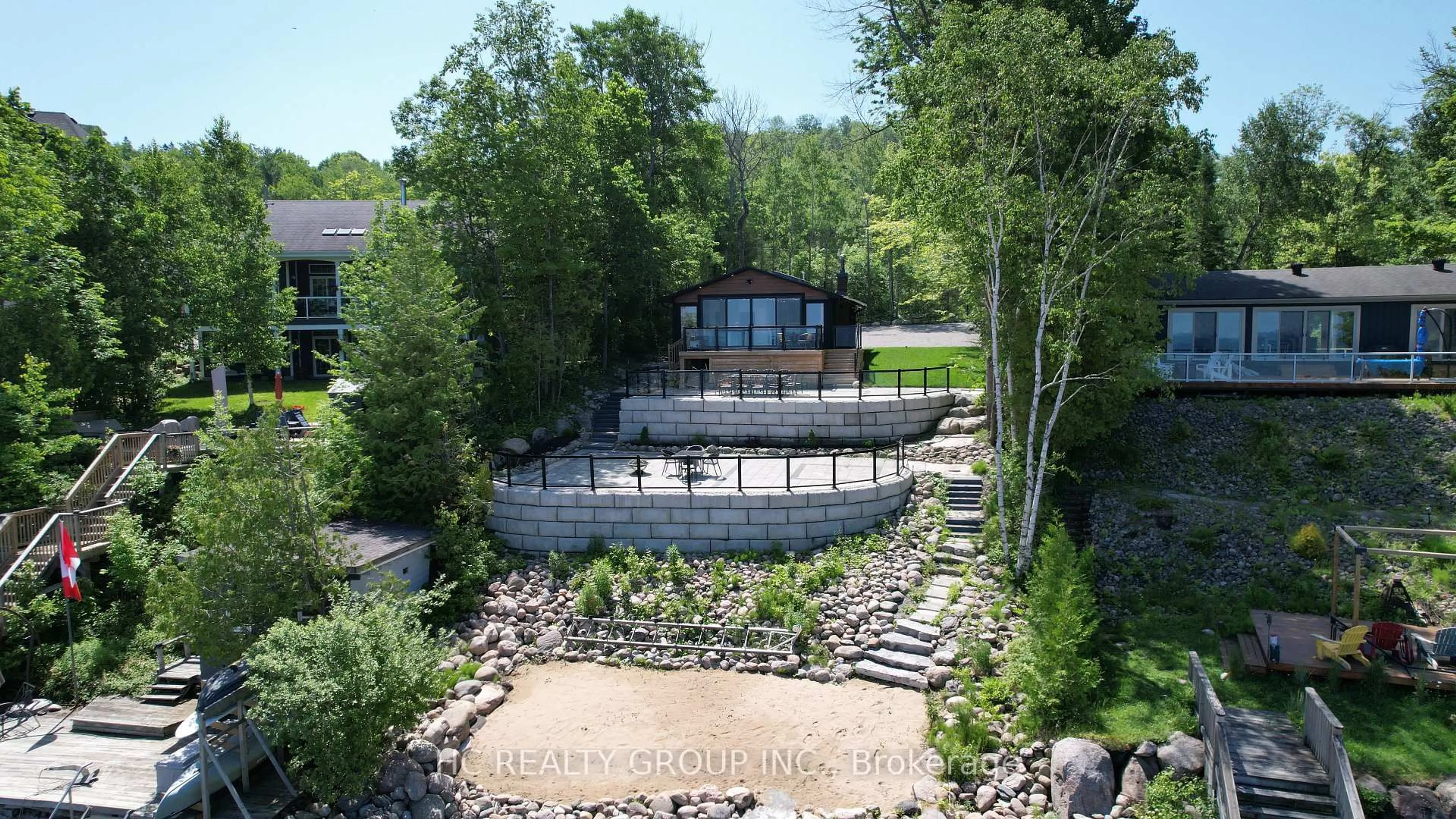 A pic from outside/outdoor area/front of a property/back of a property/a pic from drone, water/lake/river/ocean view for 456 Silver Birch Dr, Tiny Ontario L9M 0M5