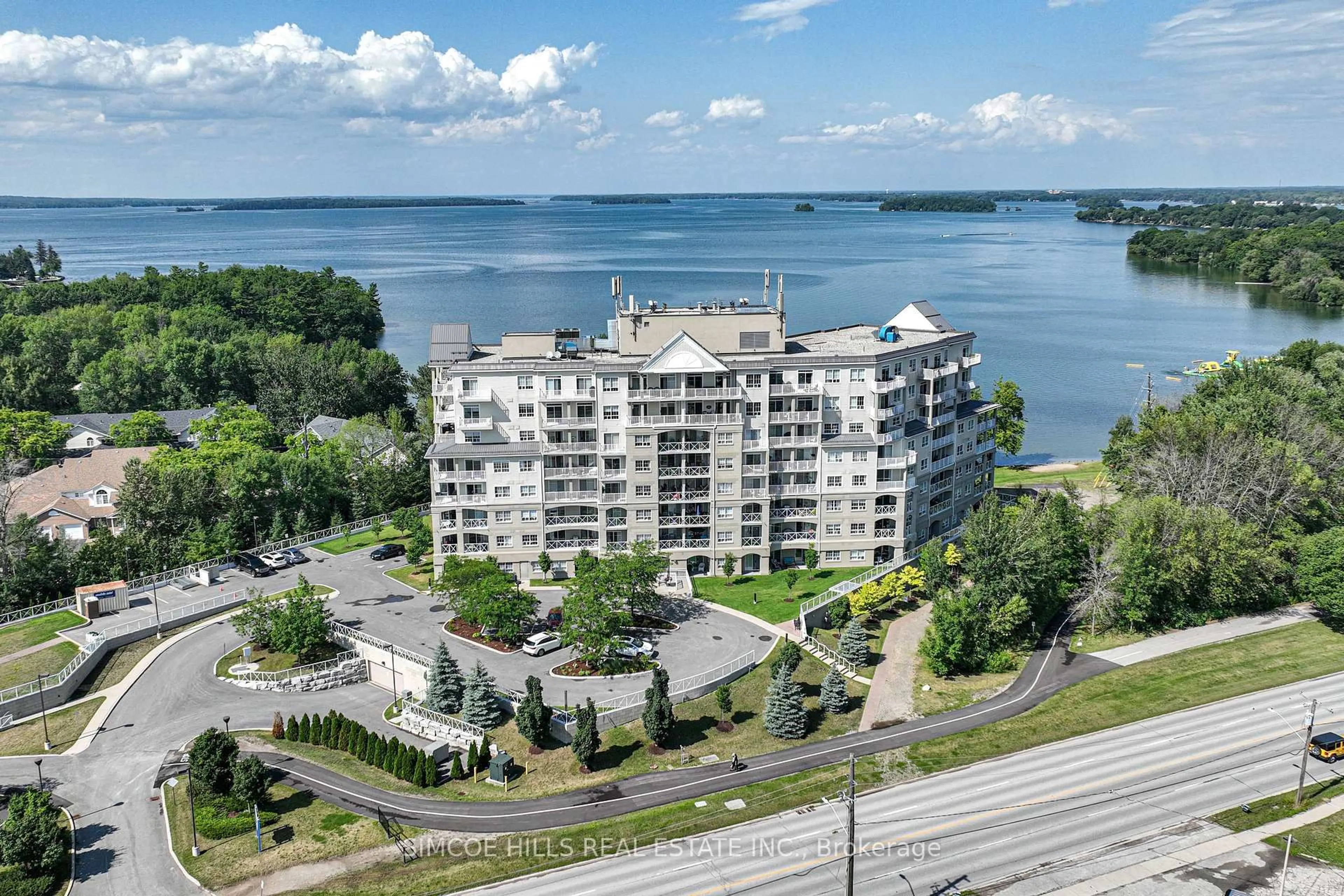 A pic from outside/outdoor area/front of a property/back of a property/a pic from drone, water/lake/river/ocean view for 354 ATHERLEY Rd #402, Orillia Ontario L3V 0B8