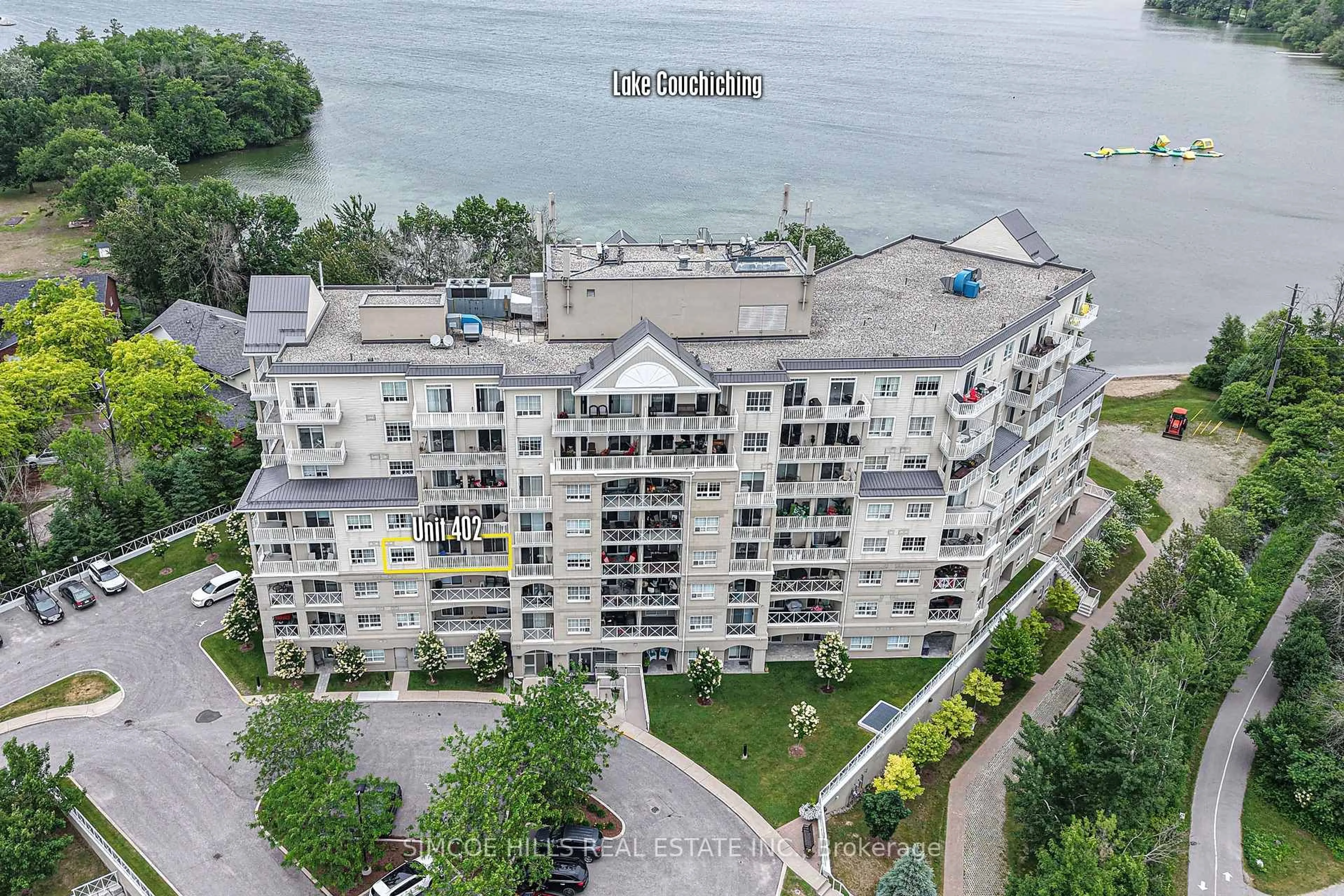 A pic from outside/outdoor area/front of a property/back of a property/a pic from drone, water/lake/river/ocean view for 354 ATHERLEY Rd #402, Orillia Ontario L3V 0B8