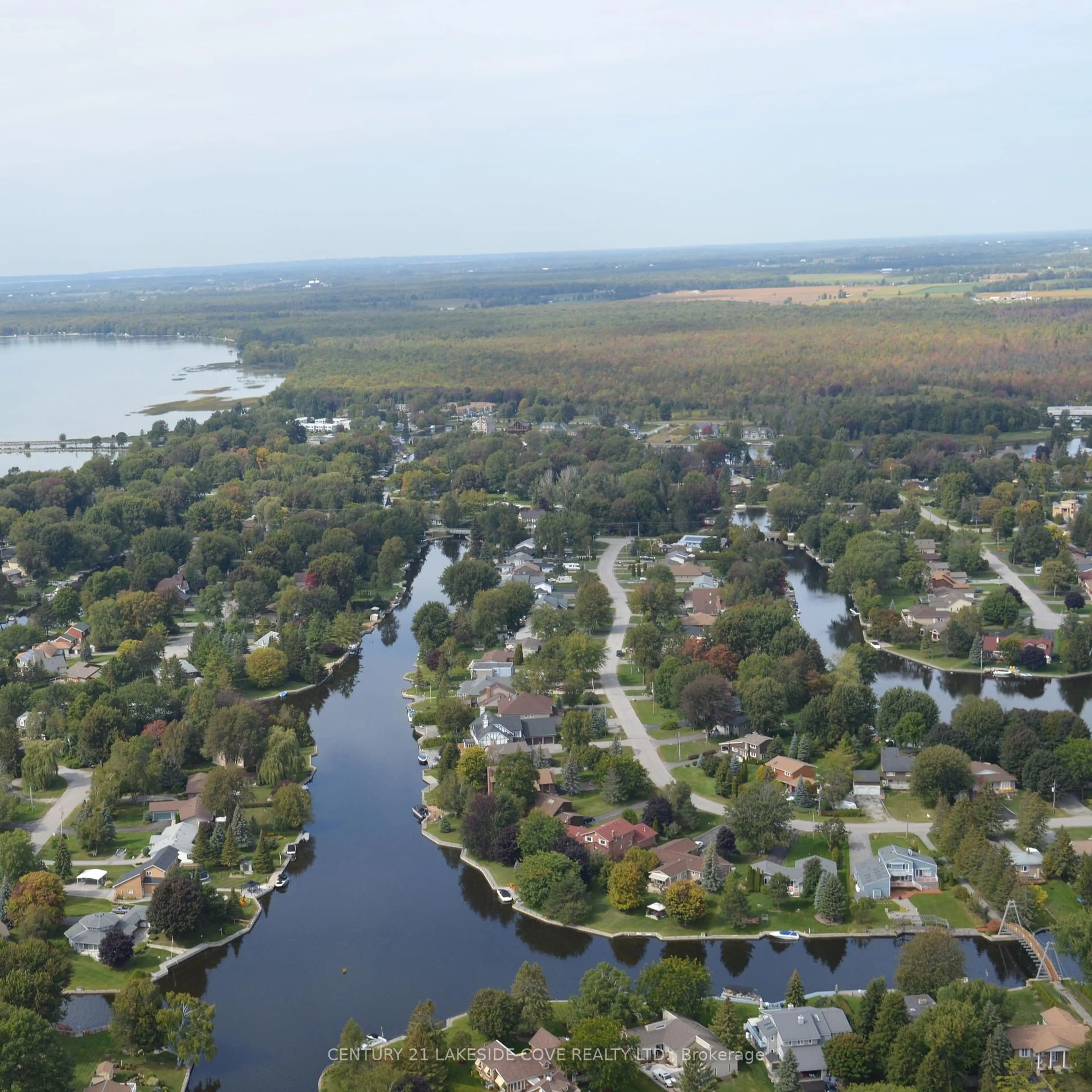 A pic from outside/outdoor area/front of a property/back of a property/a pic from drone, water/lake/river/ocean view for 17 Turtle Path, Ramara Ontario L0K 1B0