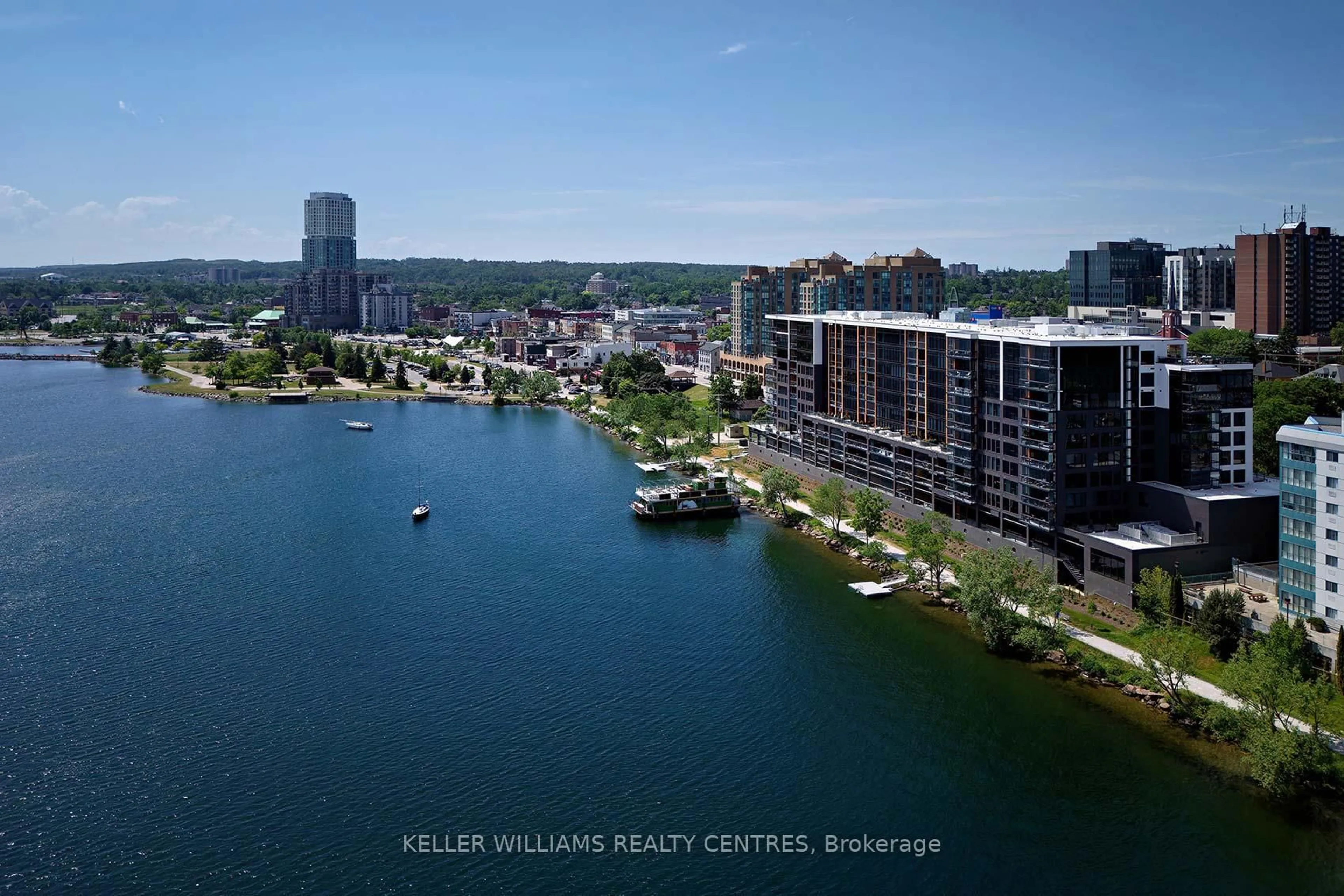 A pic from outside/outdoor area/front of a property/back of a property/a pic from drone, water/lake/river/ocean view for 185 Dunlop St E St ##602, Barrie Ontario L4M 0L7
