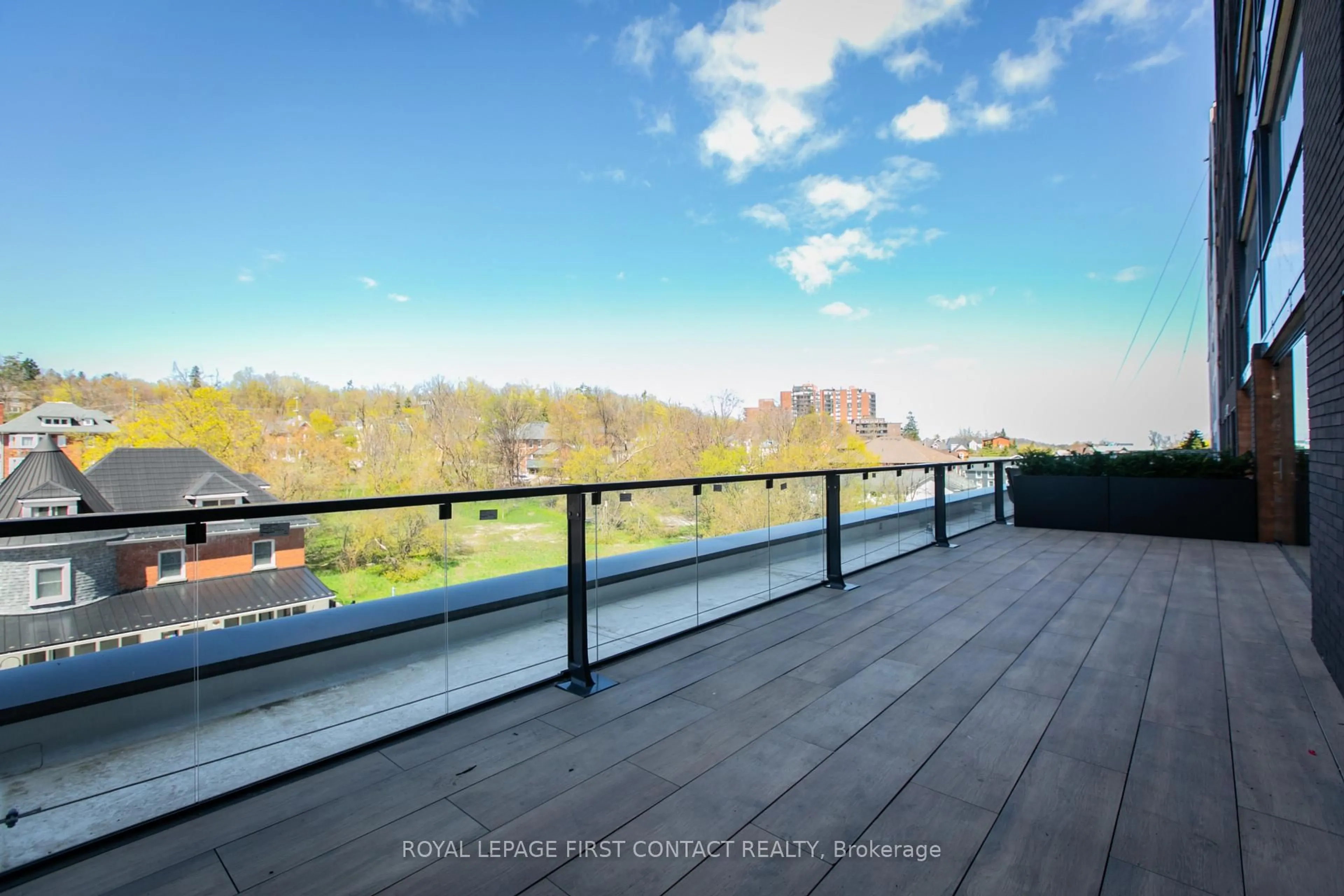 Balcony in the apartment, city buildings view from balcony for 185 Dunlop St #421, Barrie Ontario L4M 1B2