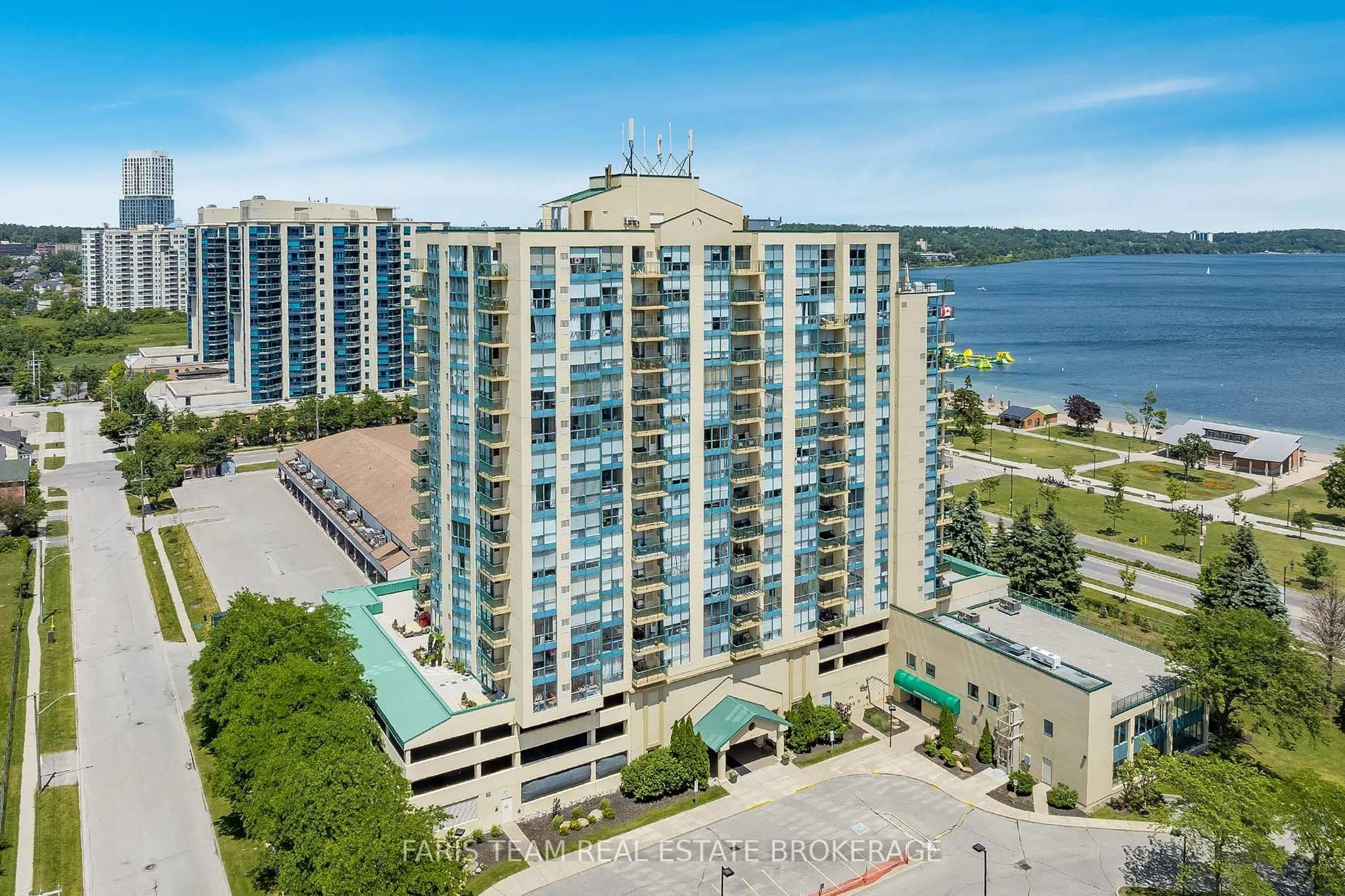 A pic from outside/outdoor area/front of a property/back of a property/a pic from drone, water/lake/river/ocean view for 65 Ellen St #1406, Barrie Ontario L4N 3A5