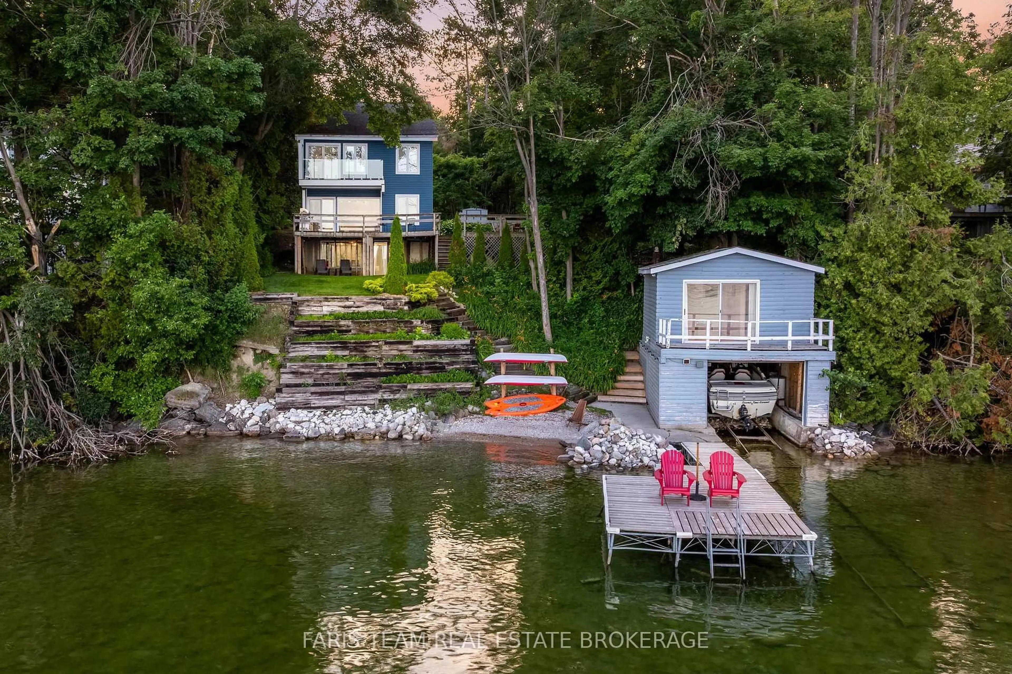 A pic from outside/outdoor area/front of a property/back of a property/a pic from drone, water/lake/river/ocean view for 127 Shoreline Dr, Oro-Medonte Ontario L3V 0K2