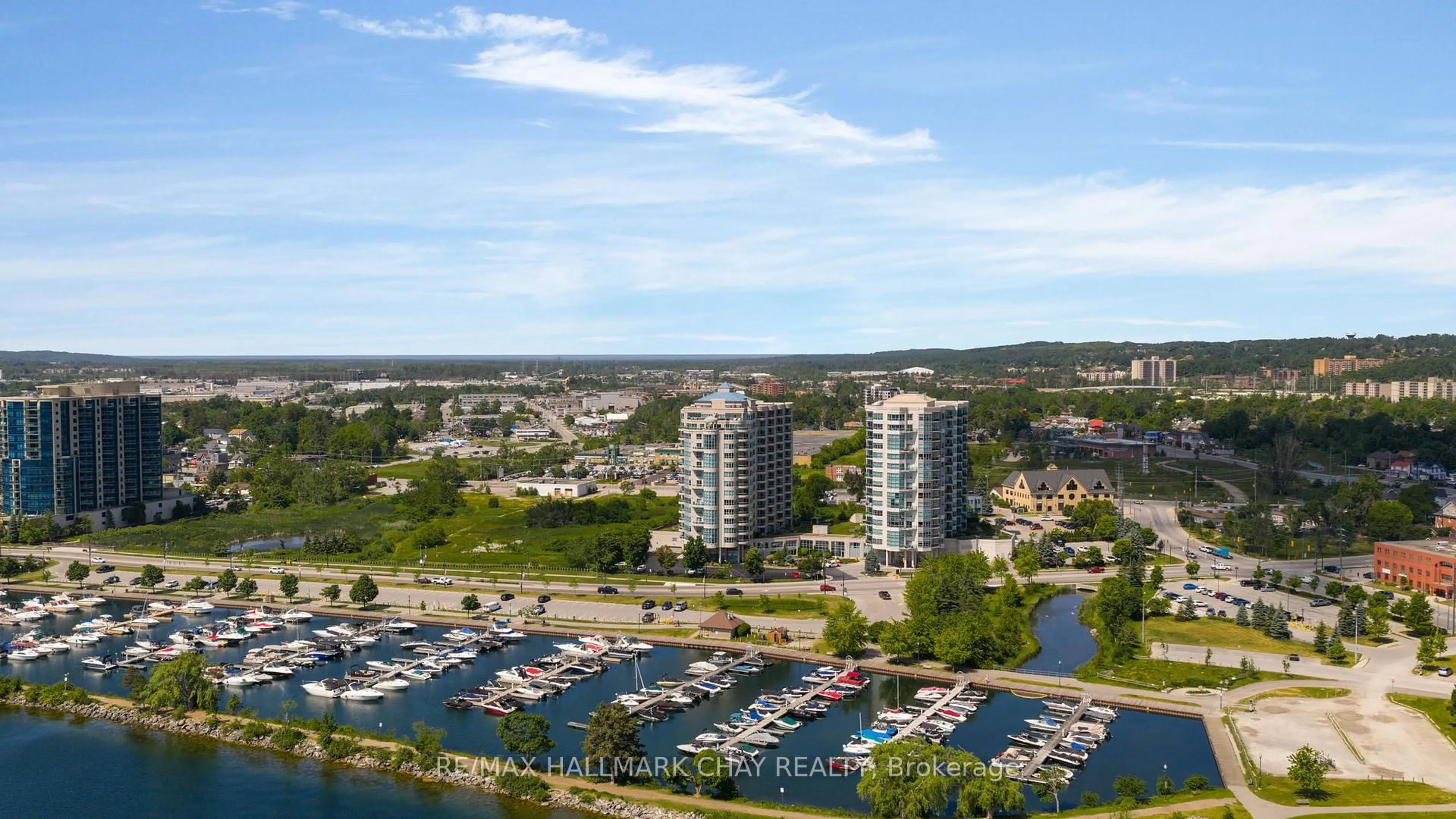 A pic from outside/outdoor area/front of a property/back of a property/a pic from drone, water/lake/river/ocean view for 2 TORONTO St #910, Barrie Ontario L4N 9R2