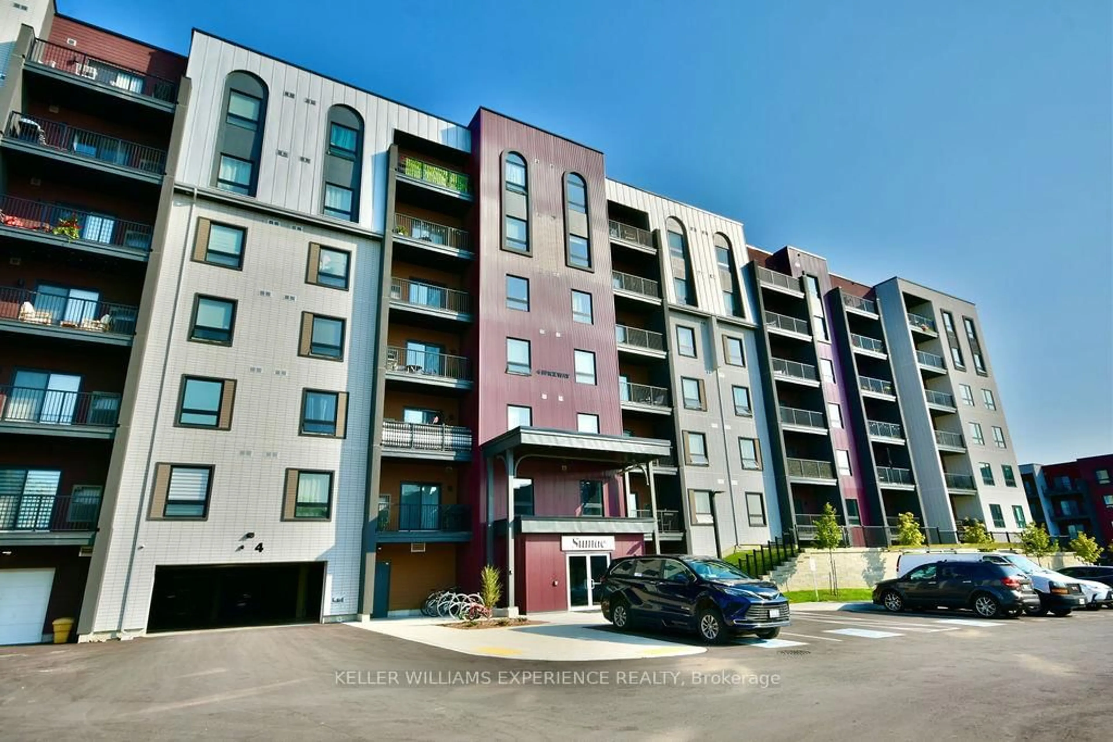 A pic from outside/outdoor area/front of a property/back of a property/a pic from drone, unknown for 4 Spice Way #515, Barrie Ontario L9J 0M2