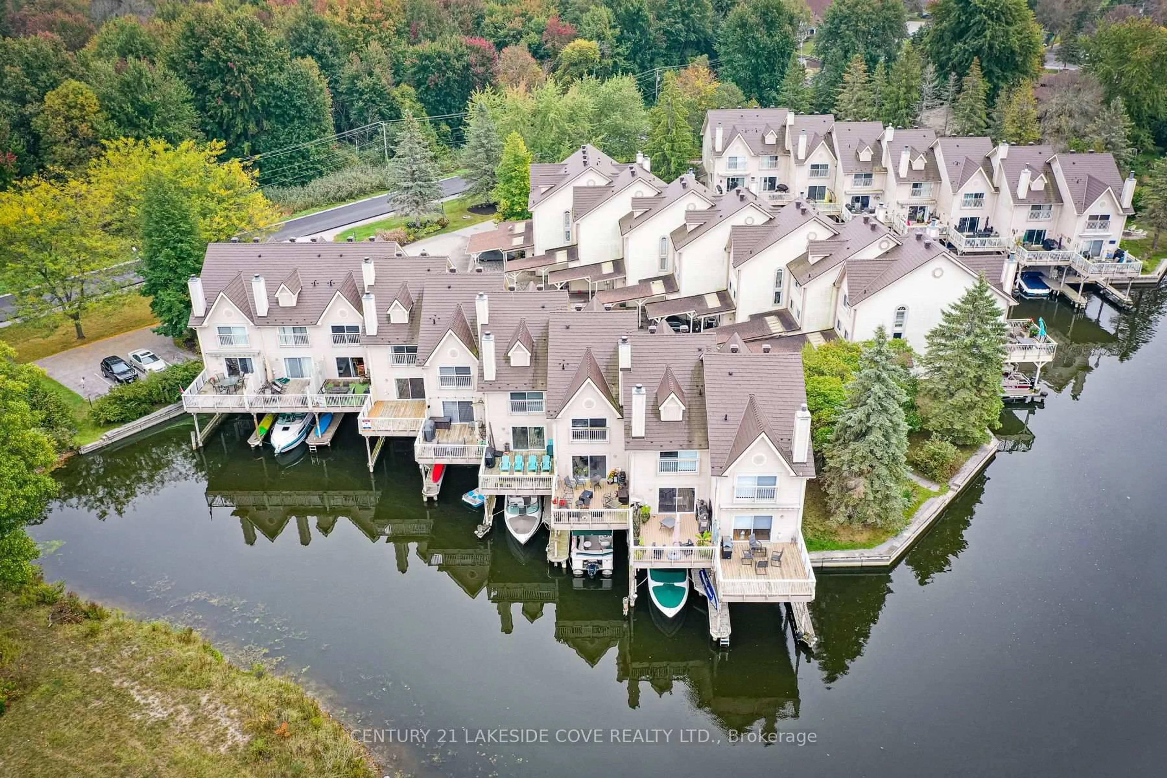A pic from outside/outdoor area/front of a property/back of a property/a pic from drone, water/lake/river/ocean view for 100 Laguna Pkwy #23, Ramara Ontario L0K 1B0