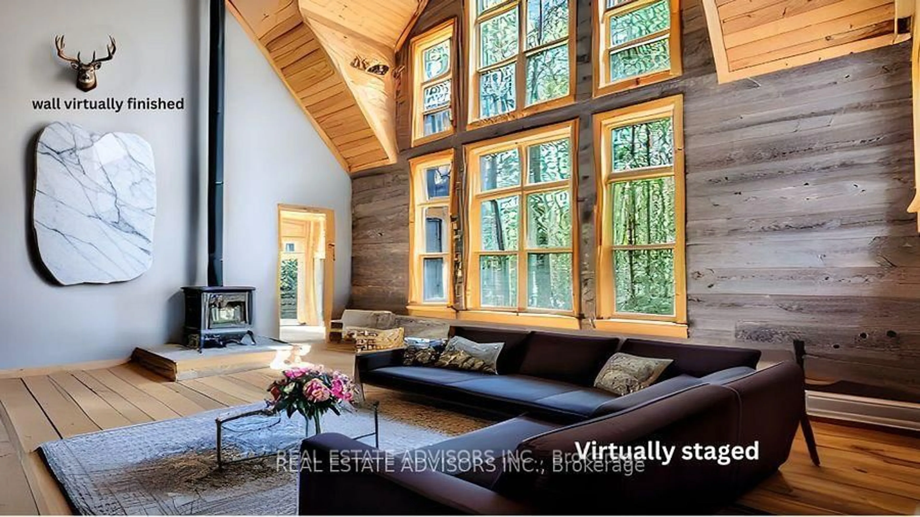 Living room with furniture, wood/laminate floor for 54 Pine Ridge Tr, Oro-Medonte Ontario L4M 4Y8