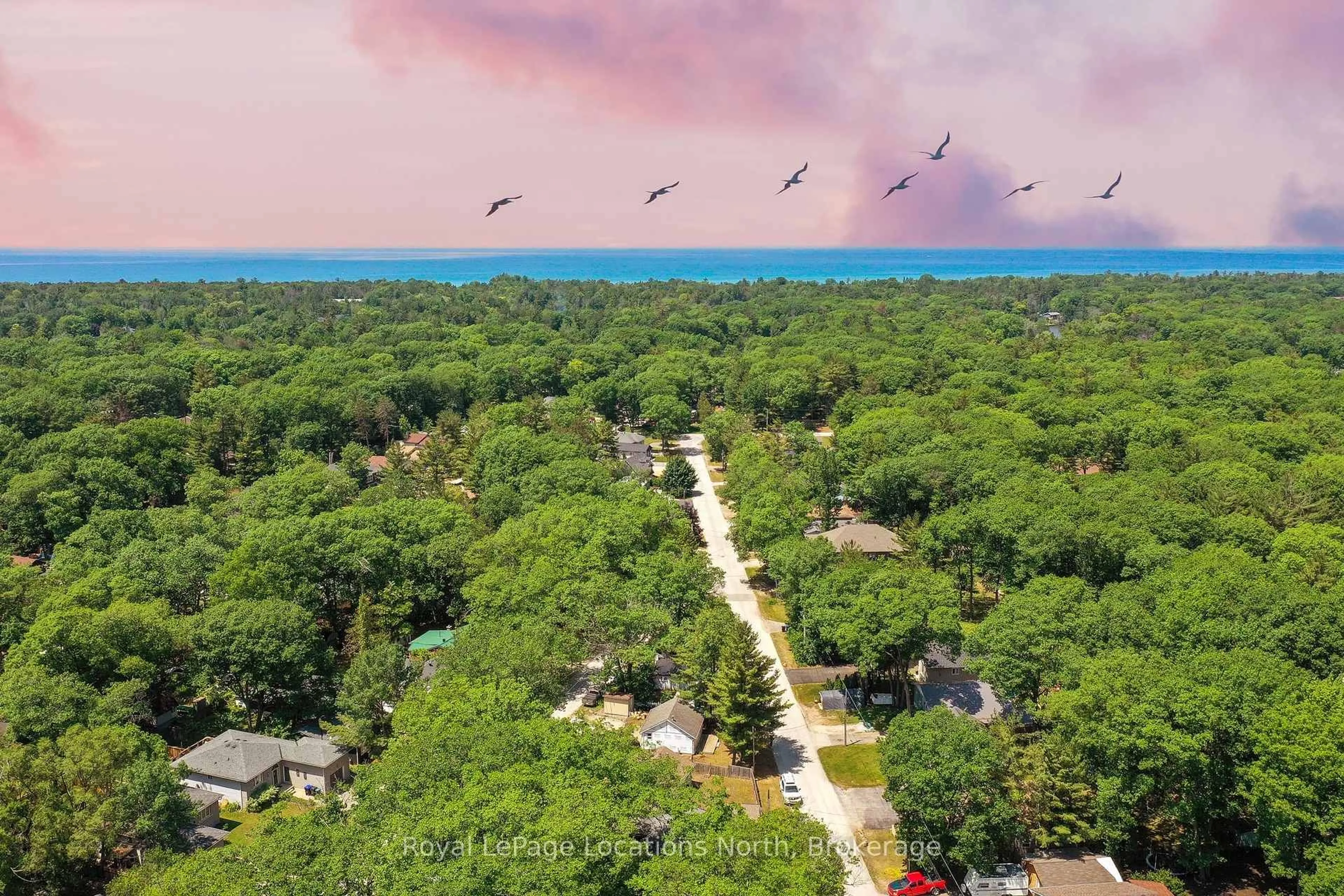 A pic from outside/outdoor area/front of a property/back of a property/a pic from drone, forest/trees view for 60 Parkwood Dr, Wasaga Beach Ontario L9Z 2T2