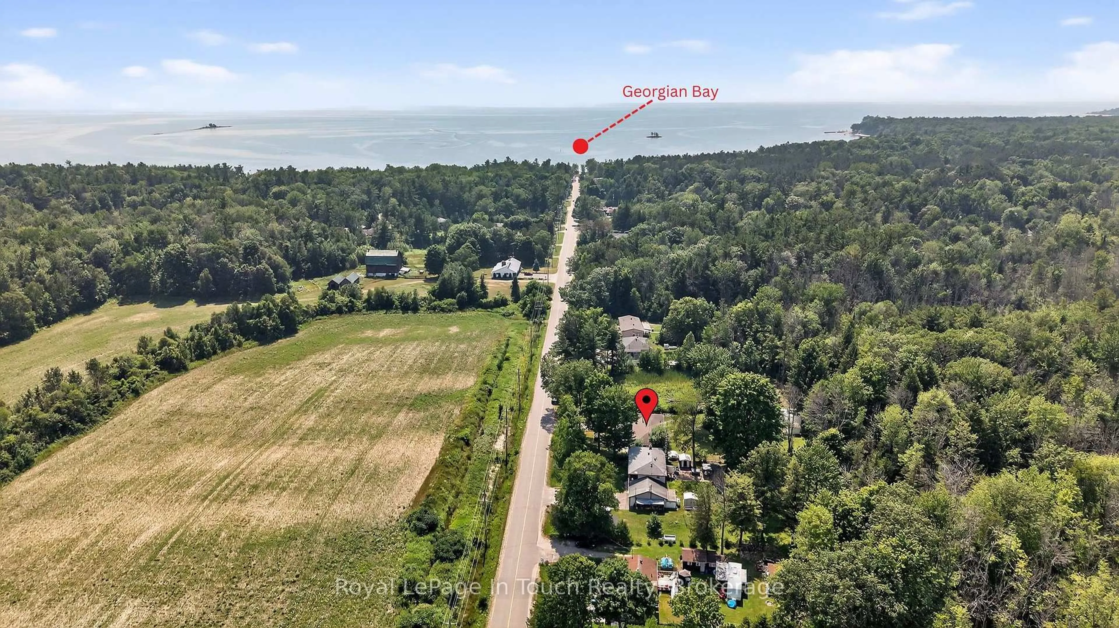 A pic from outside/outdoor area/front of a property/back of a property/a pic from drone, water/lake/river/ocean view for 346 Concession Road 13, Tiny Ontario L0L 2J0