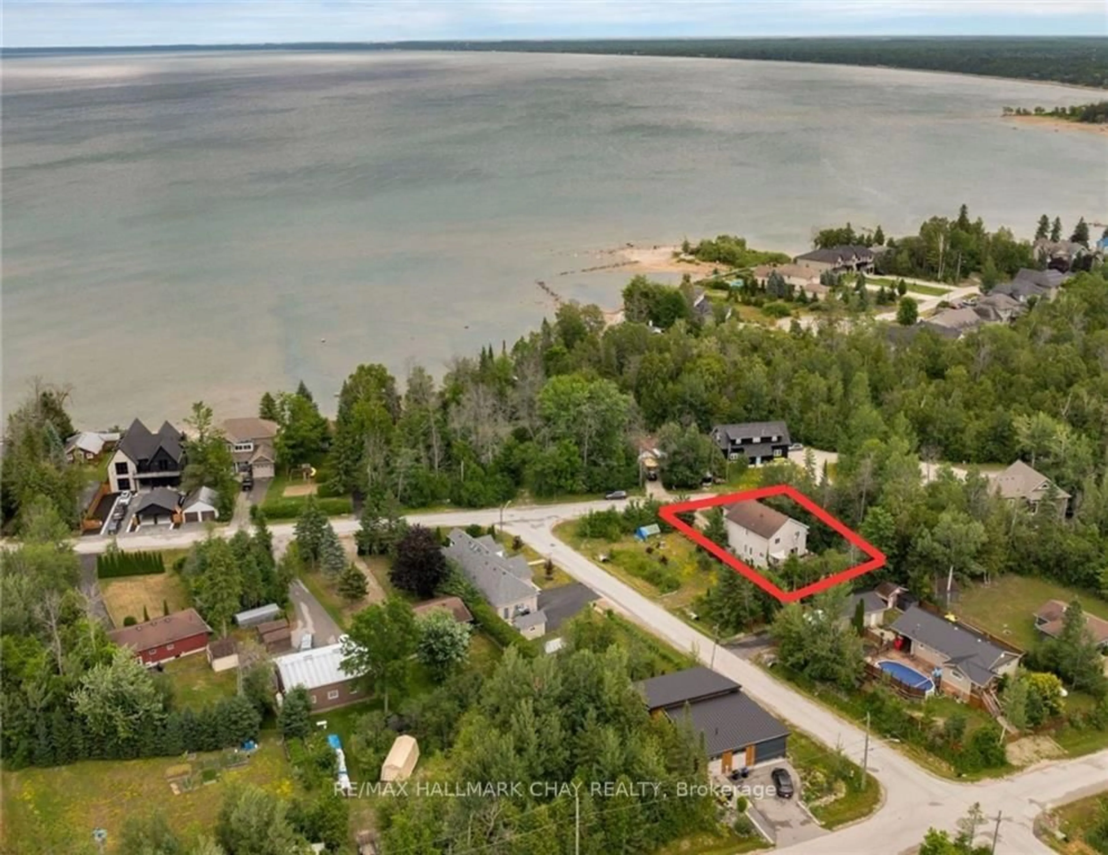 A pic from outside/outdoor area/front of a property/back of a property/a pic from drone, water/lake/river/ocean view for 19 Constance Blvd, Wasaga Beach Ontario L9Z 2Y5
