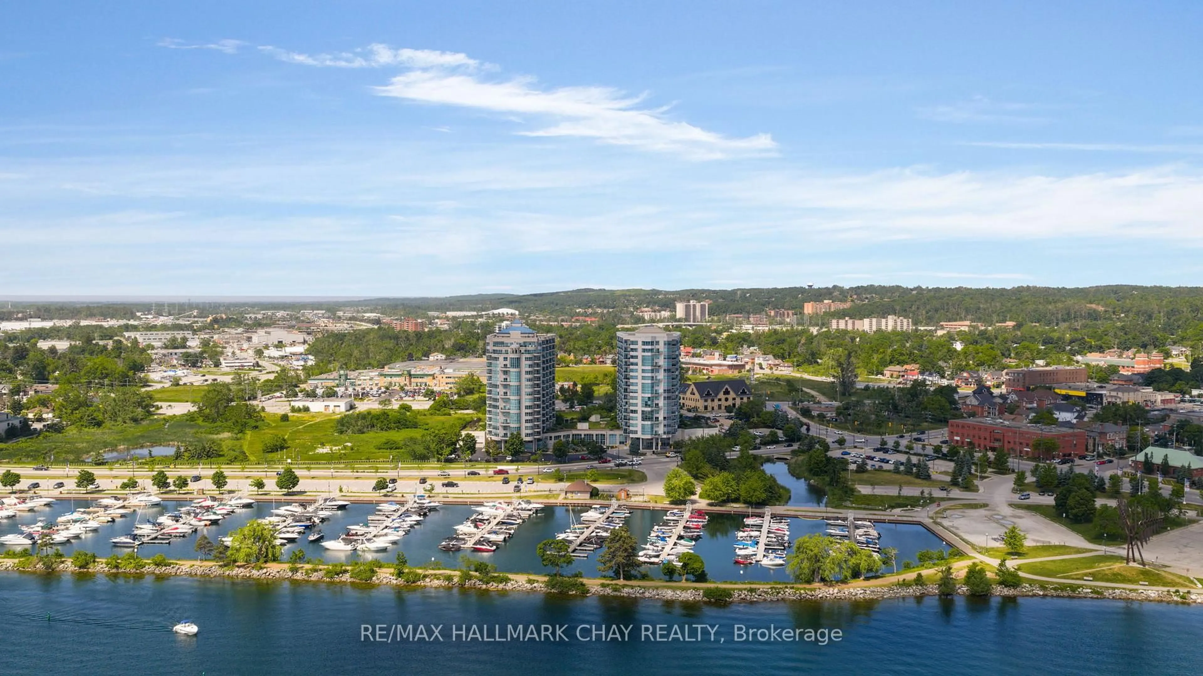 A pic from outside/outdoor area/front of a property/back of a property/a pic from drone, water/lake/river/ocean view for 6 Toronto St #1006, Barrie Ontario L4N 9R2