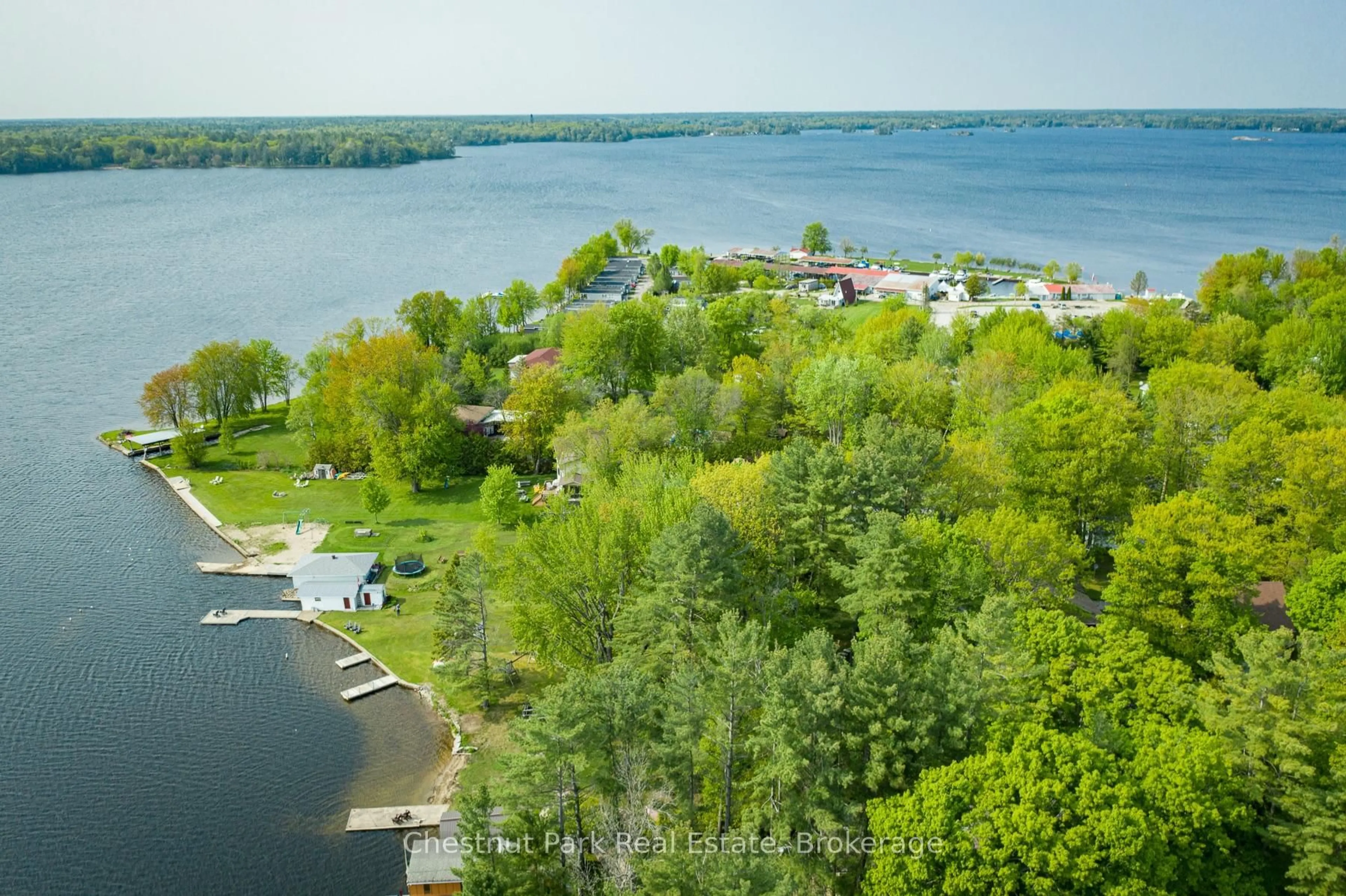 A pic from outside/outdoor area/front of a property/back of a property/a pic from drone, water/lake/river/ocean view for 3547 Lauderdale Pt Cres, Severn Ontario P0E 1N0