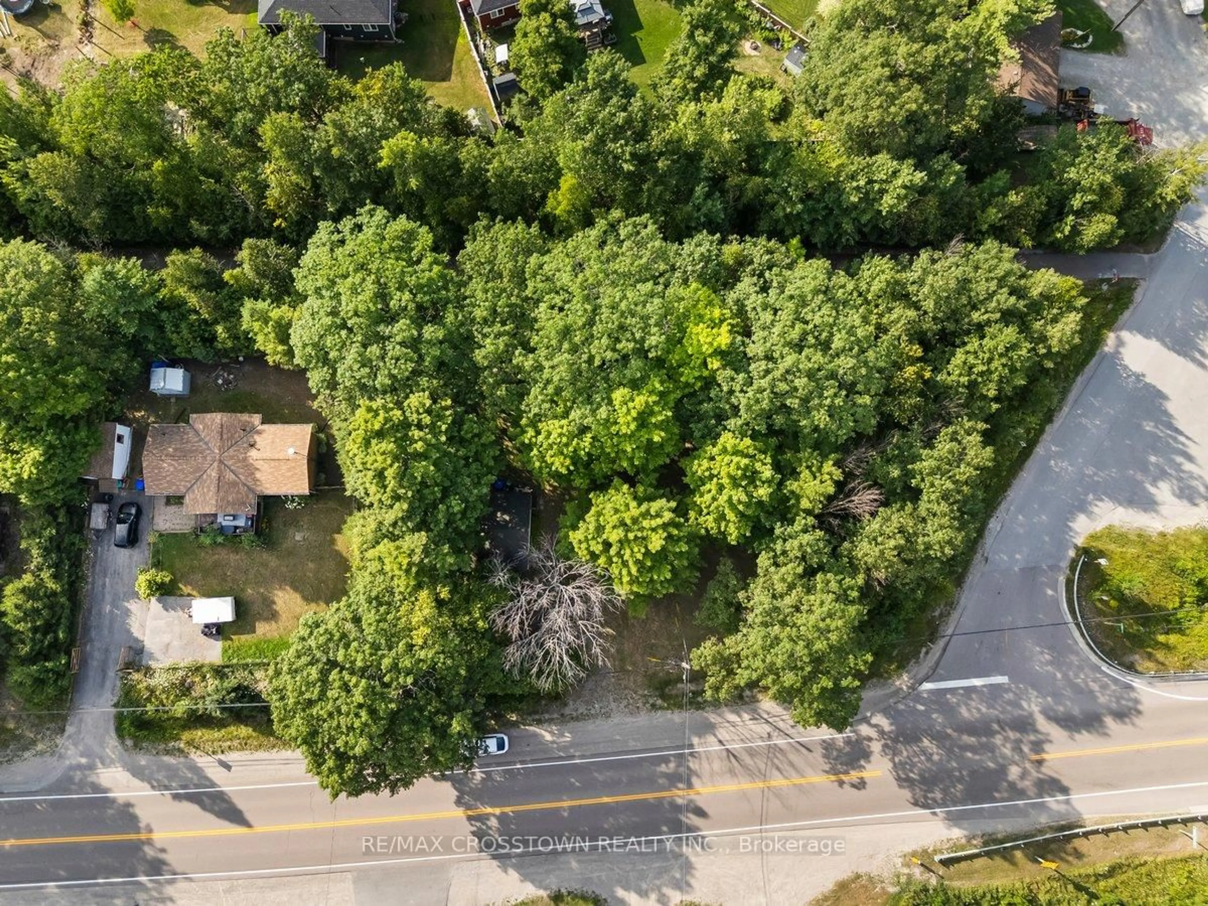 A pic from outside/outdoor area/front of a property/back of a property/a pic from drone, forest/trees view for 15205 Highway 12, Tay Ontario 00000