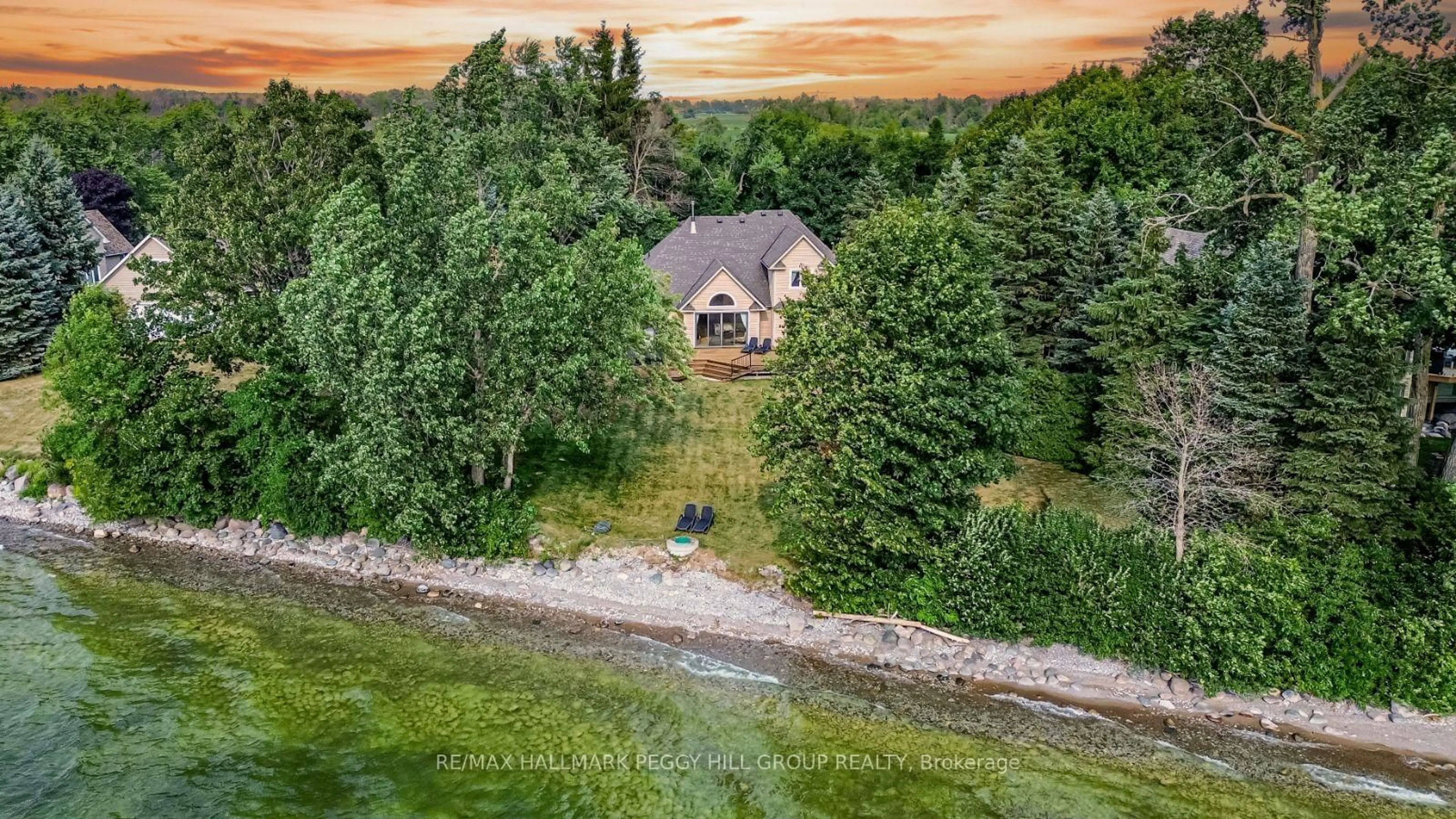 A pic from outside/outdoor area/front of a property/back of a property/a pic from drone, water/lake/river/ocean view for 1338 Spyglass Point Rd, Ramara Ontario L0K 1B0