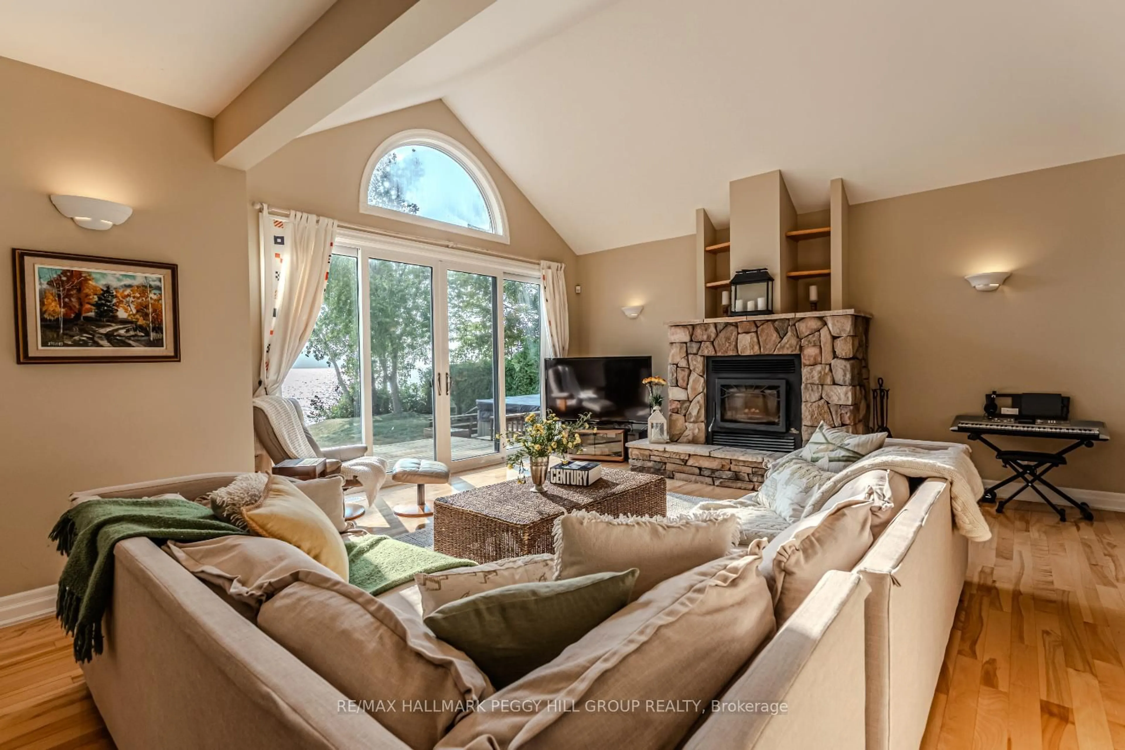 Living room with furniture, ceramic/tile floor for 1338 Spyglass Point Rd, Ramara Ontario L0K 1B0
