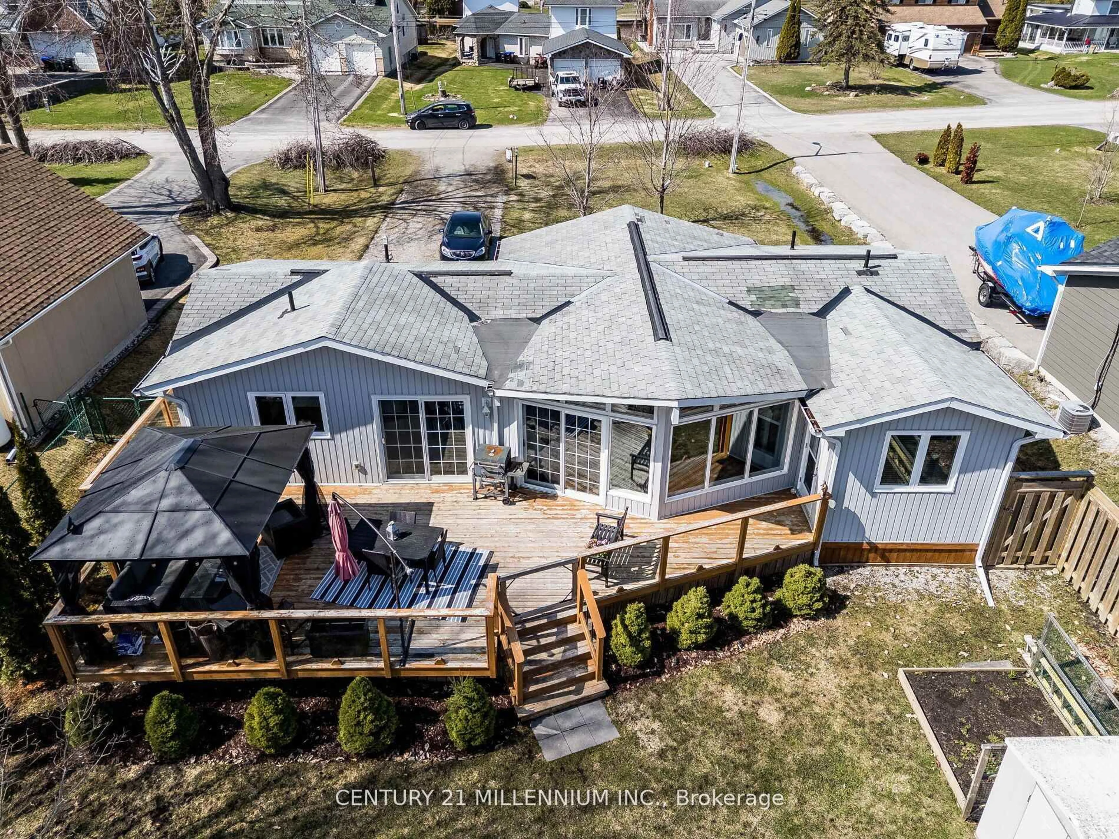 A pic from outside/outdoor area/front of a property/back of a property/a pic from drone, unknown for 13 Turtle Path, Ramara Ontario L0K 1B0