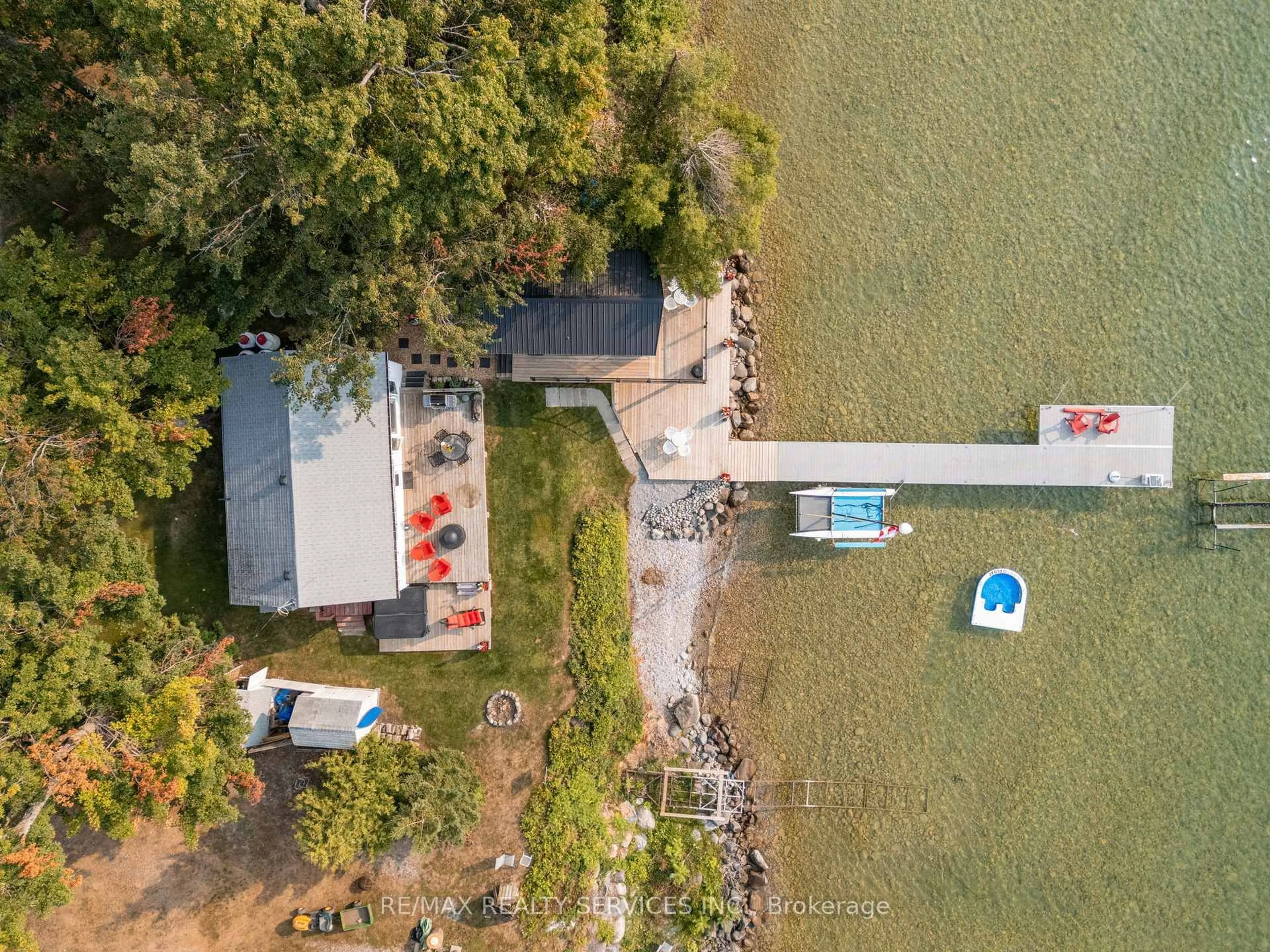 A pic from outside/outdoor area/front of a property/back of a property/a pic from drone, water/lake/river/ocean view for 103 Ivy Lane, Orillia Ontario L3V 6H1
