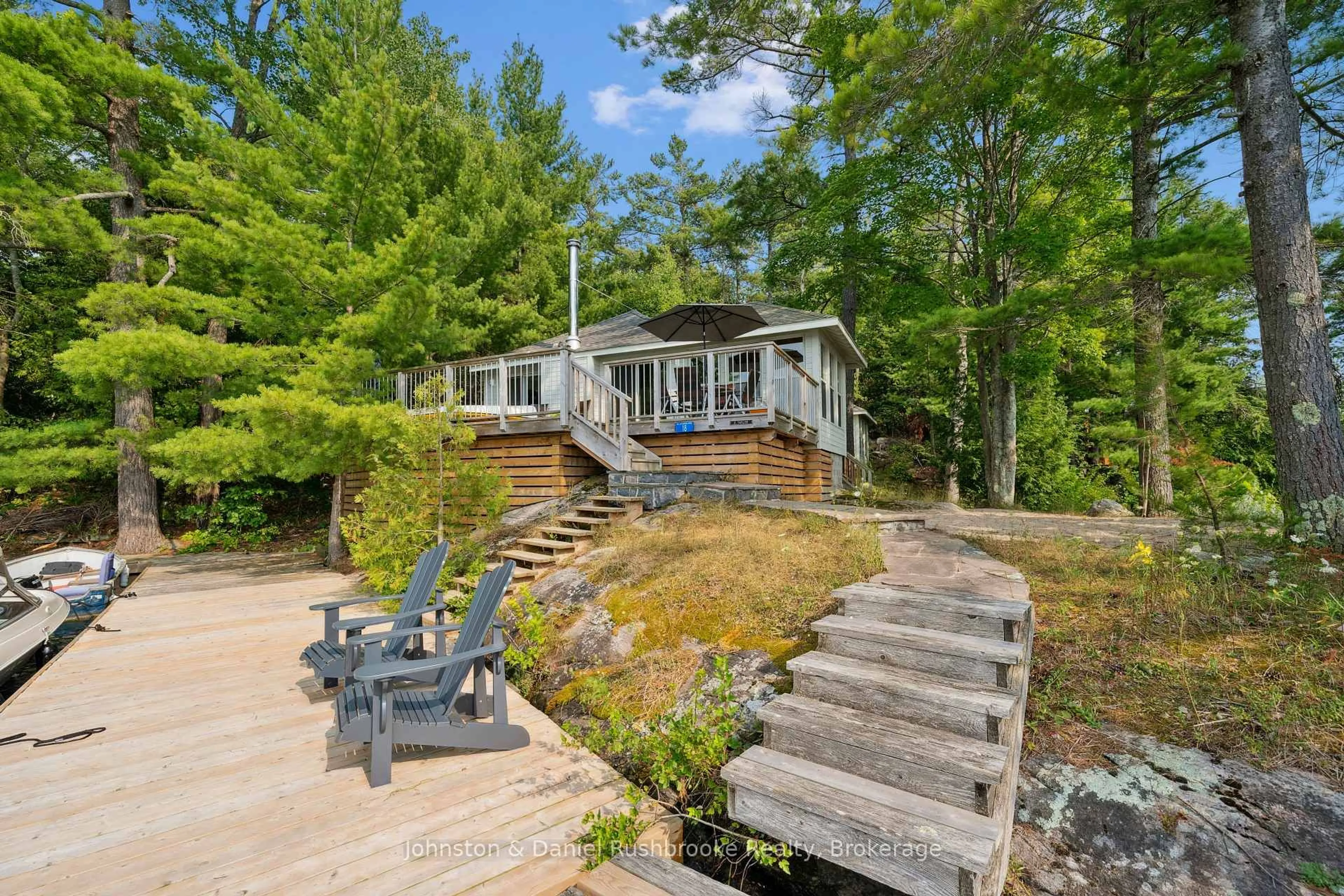 Patio, water/lake/river/ocean view for 18 Island 340 (Marie Island), Georgian Bay Ontario L0K 2C0