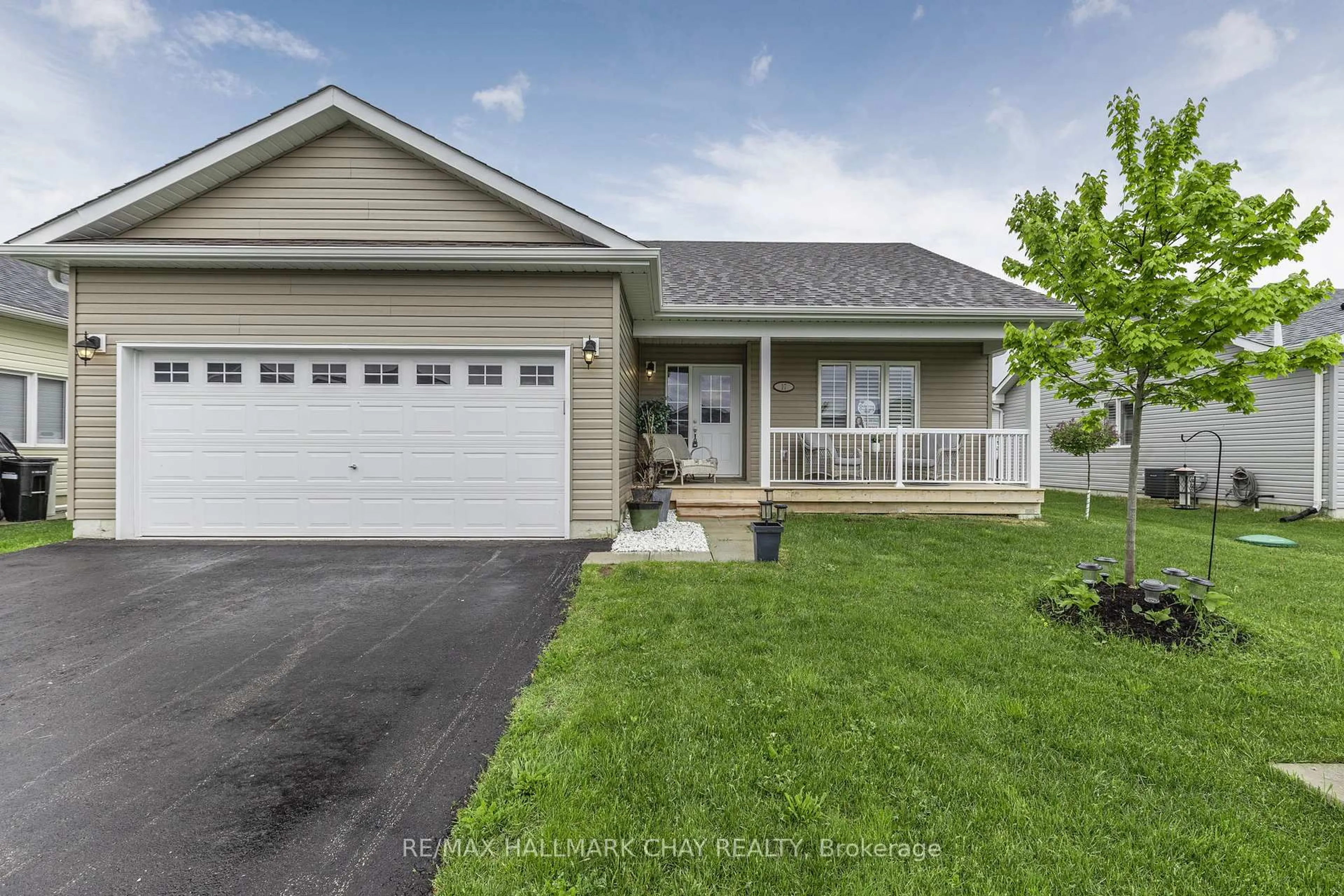 Home with vinyl exterior material, street for 17 Sophie Lane, Ramara Ontario L3V 8J9