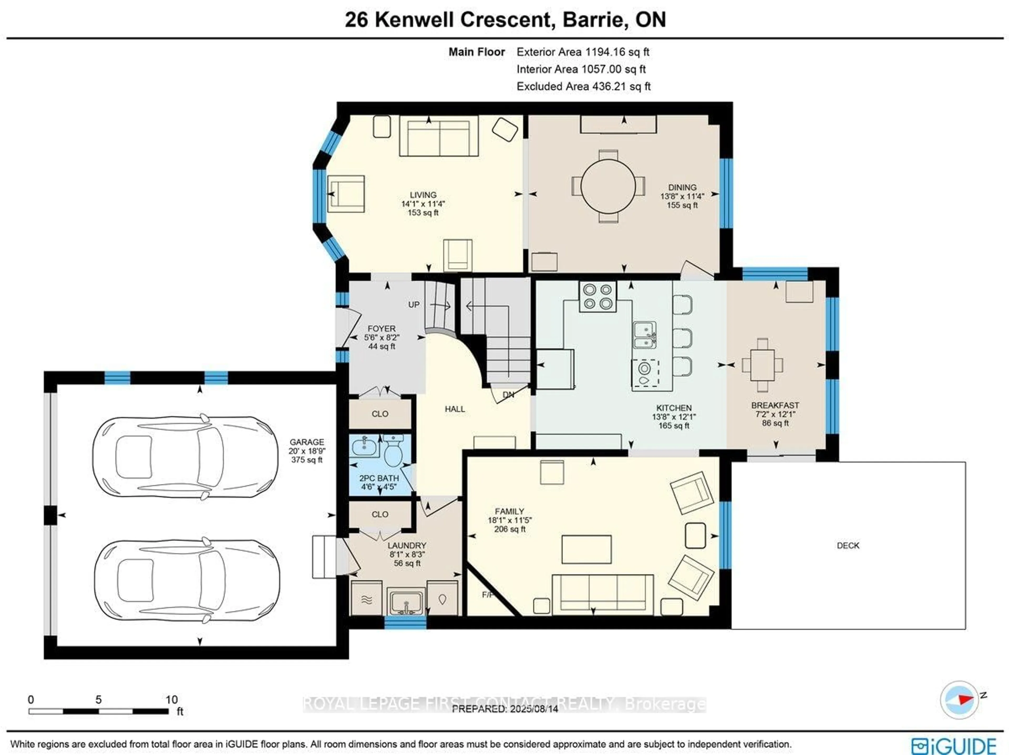 Floor plan for 26 Kenwell Cres, Barrie Ontario L4N 0A4