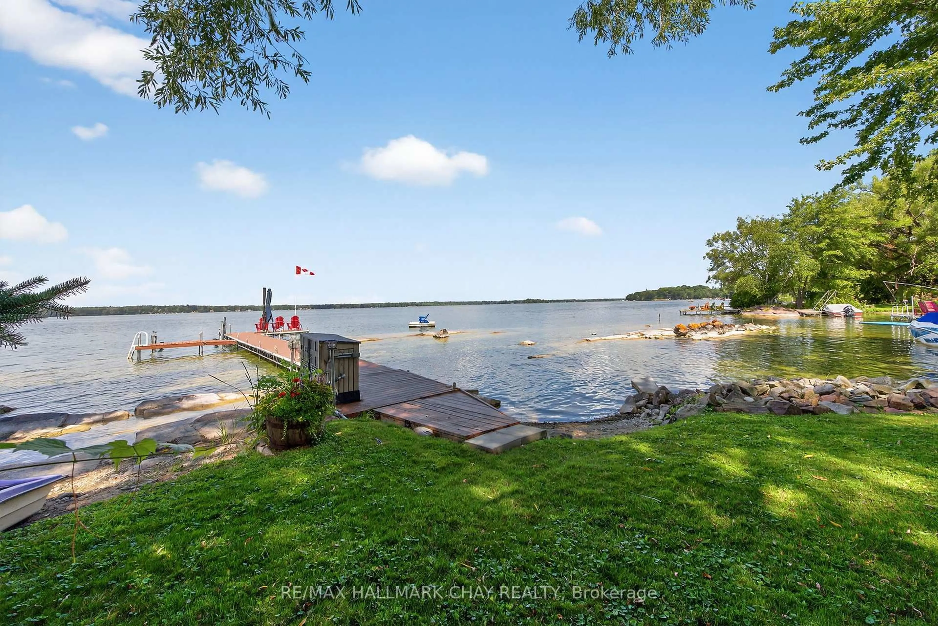 Patio, water/lake/river/ocean view for 7092 Beach Dr, Ramara Ontario L0K 2B0